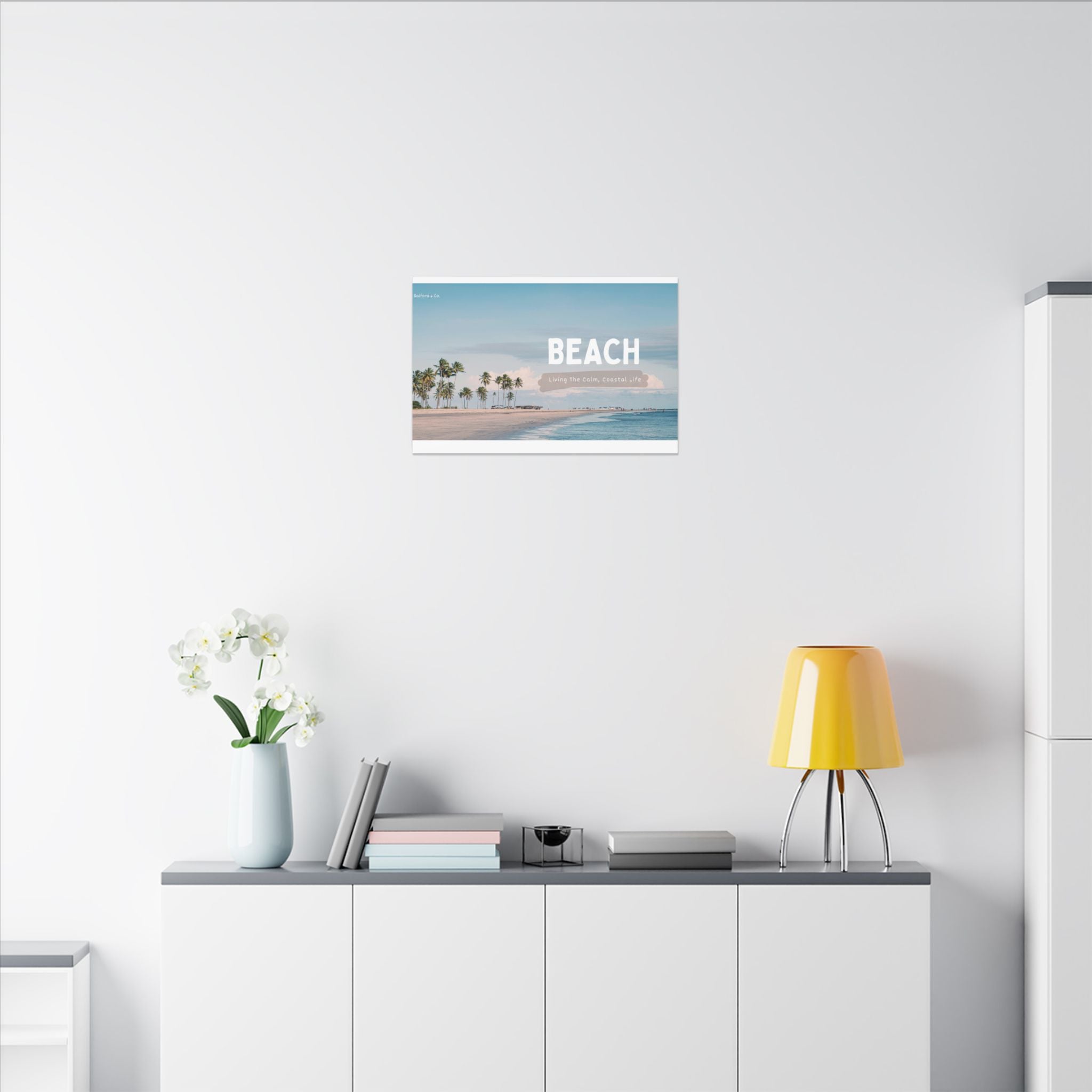 Beach Canvas Wall Art — "BEACH: Living The Calm, Coastal Life" Matte Stretched Print