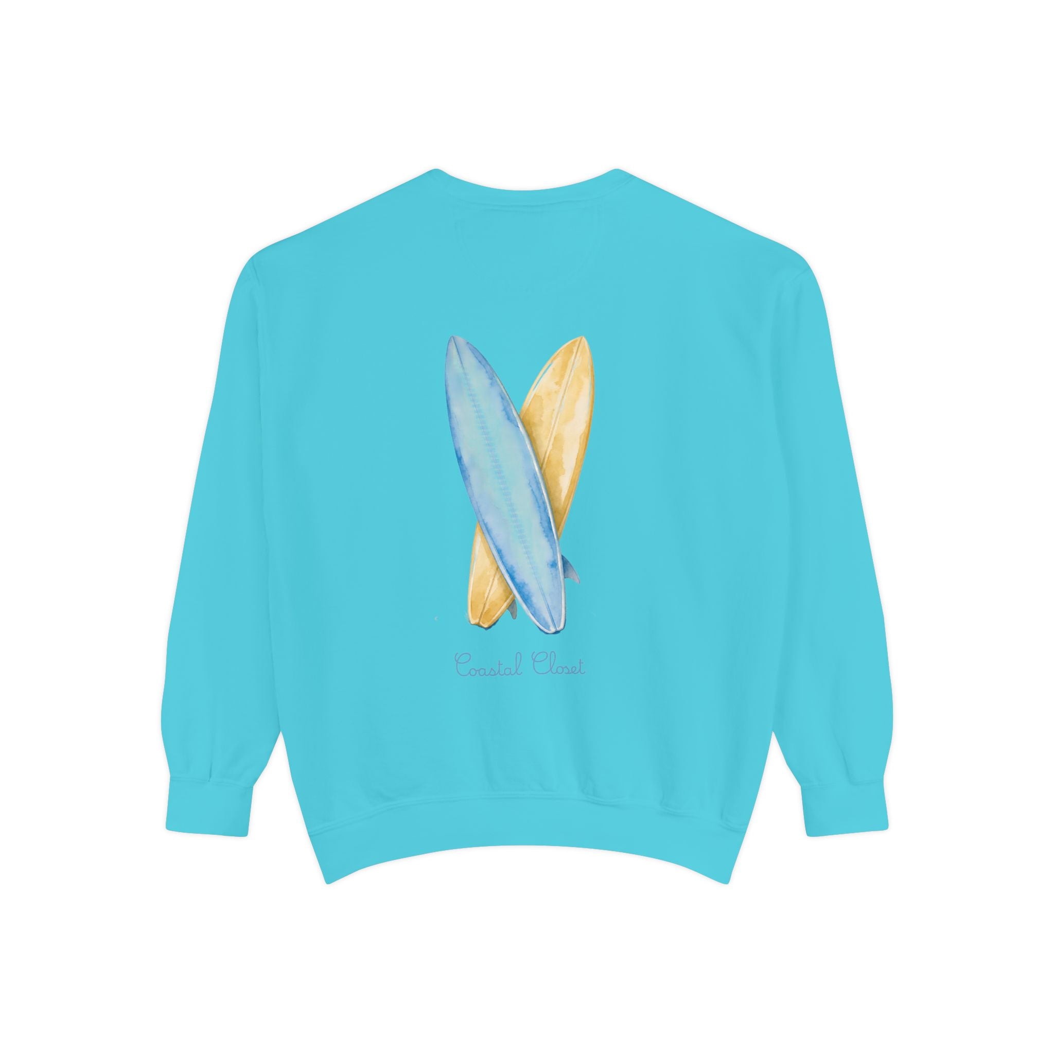 Surfboard Watercolor Sweatshirt — Coastal Vibes Crewneck