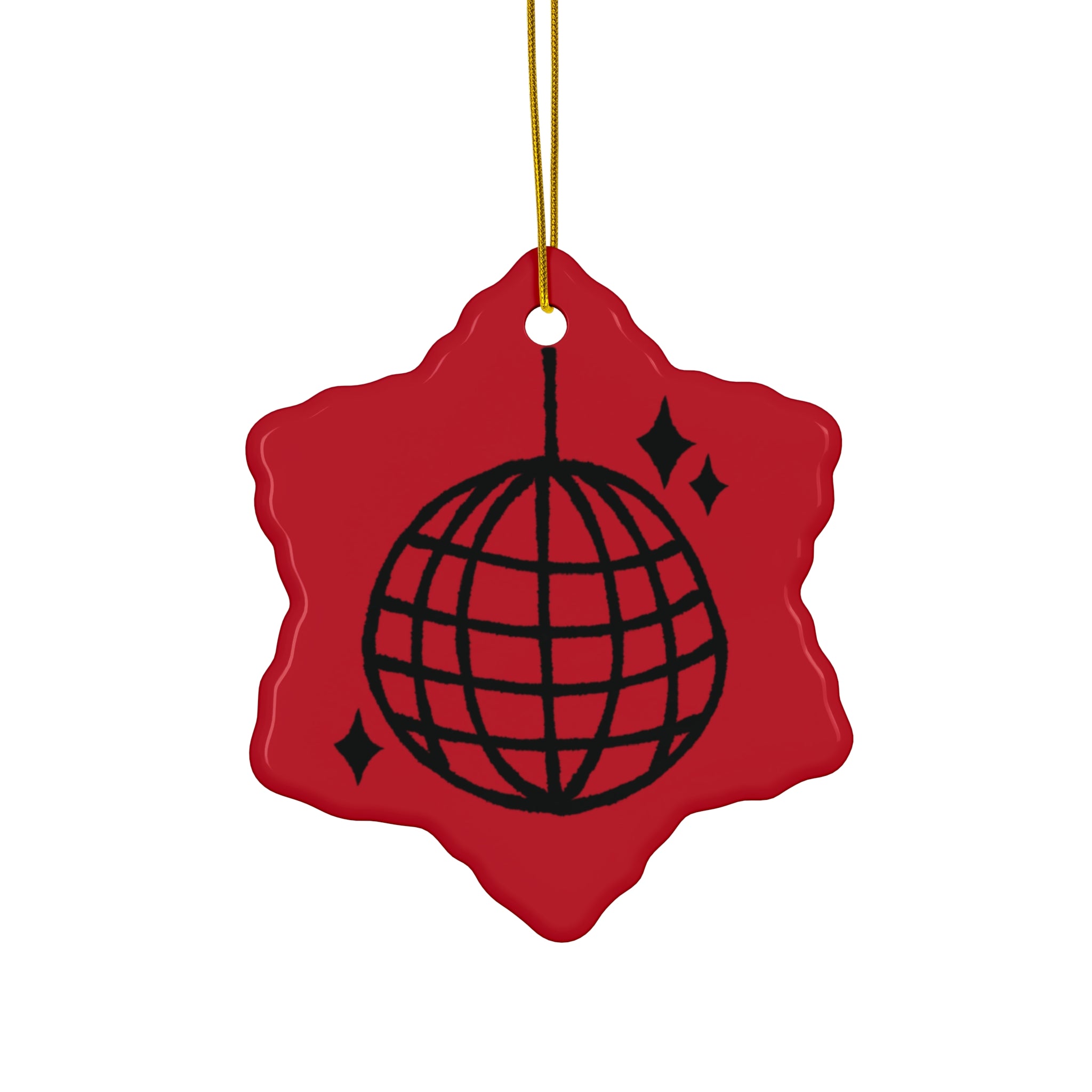 Black Globe Ornament star ceramic | Red Christmas tree decoration