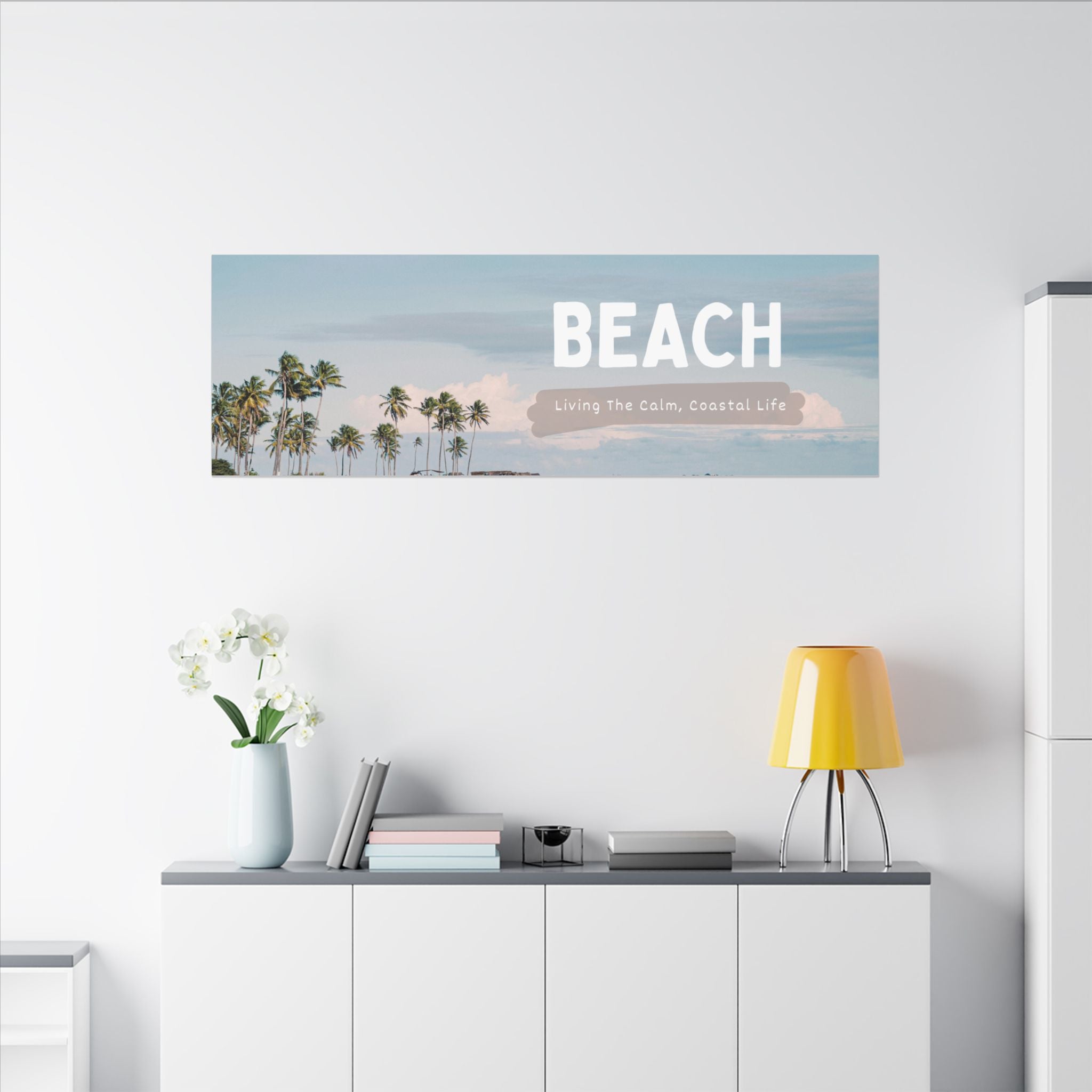 Beach Canvas Wall Art — "BEACH: Living The Calm, Coastal Life" Matte Stretched Print