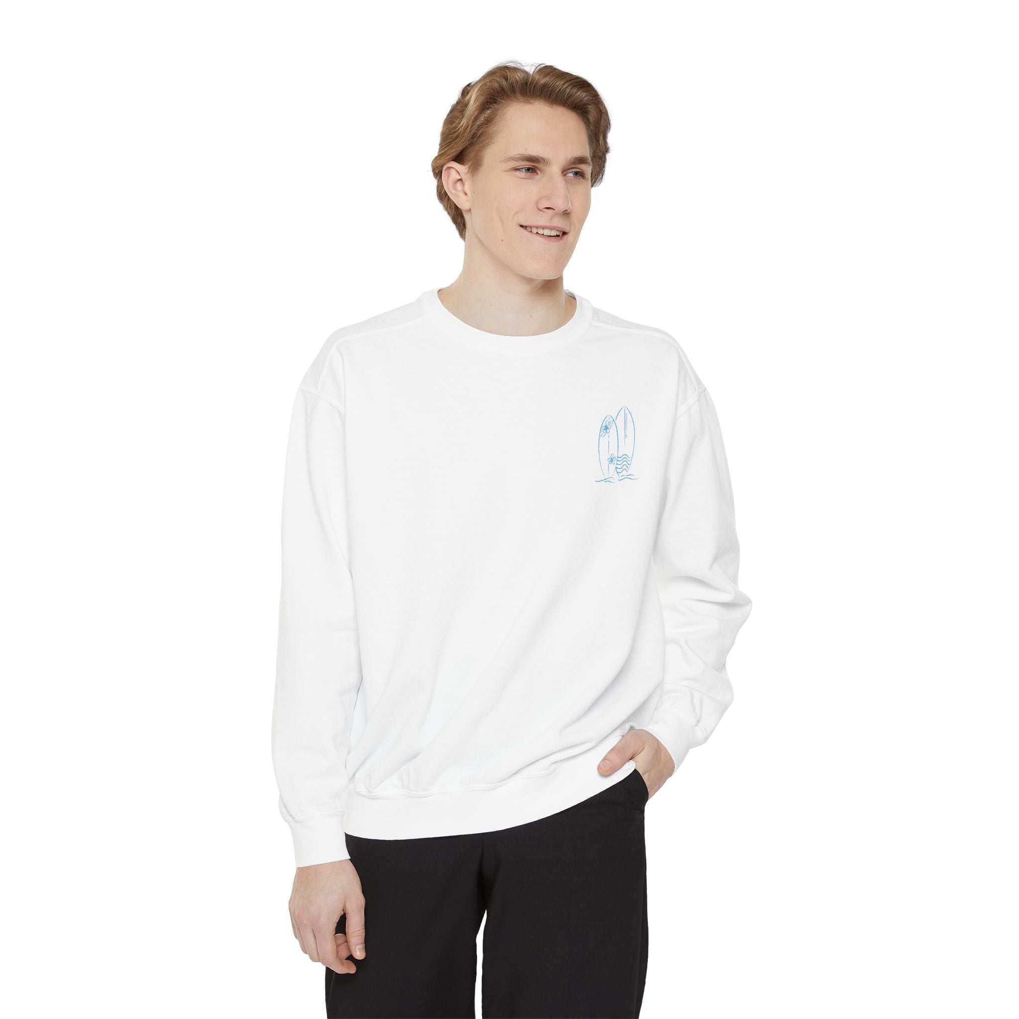 Surfboard Watercolor Sweatshirt — Coastal Vibes Crewneck