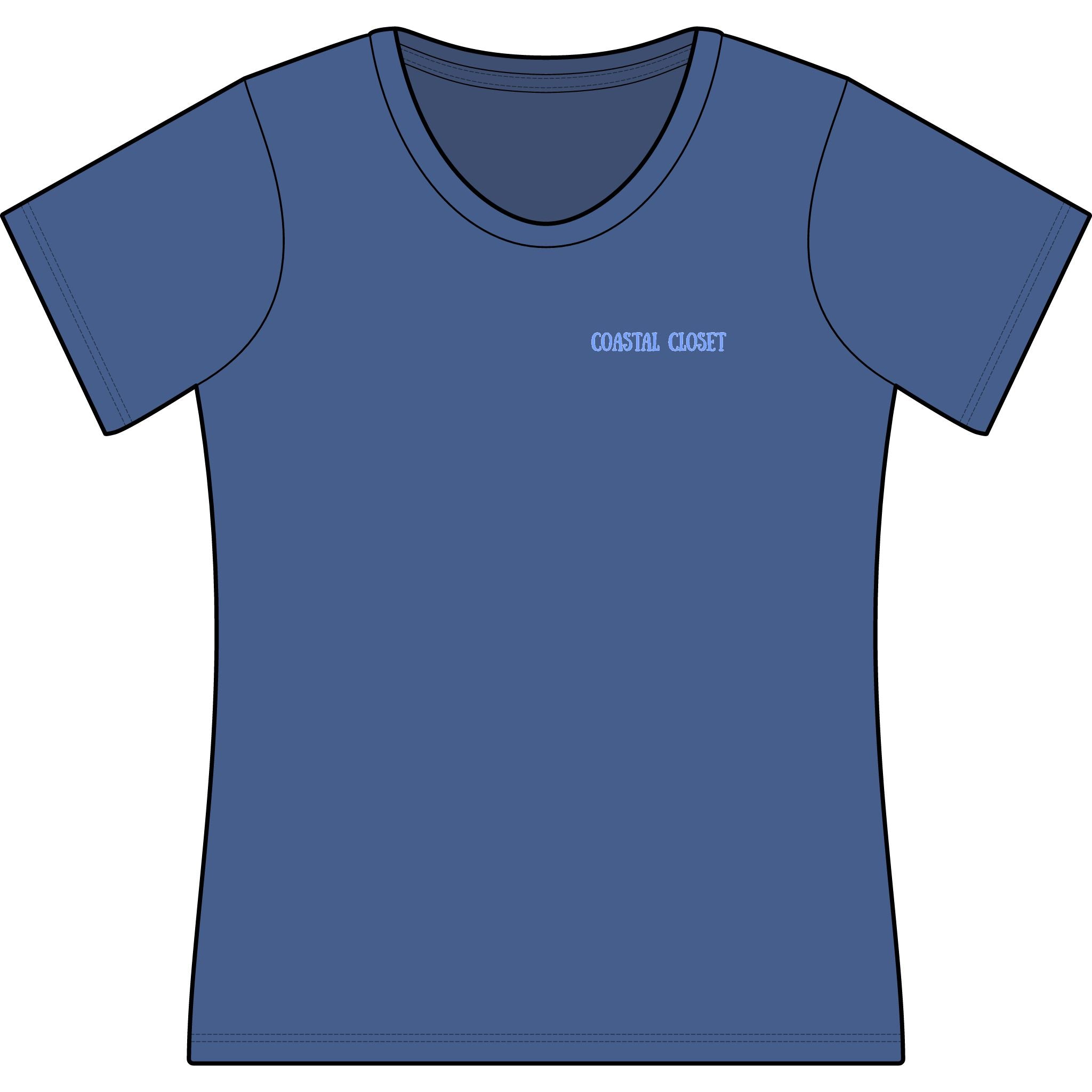 Coastal Crochet Women's Scoop Neck Tee — Minimal Beachy 'Coastal Crochet' Chest Logo