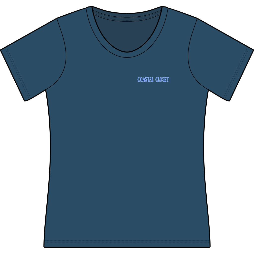 Coastal Crochet Women's Scoop Neck Tee — Minimal Beachy 'Coastal Crochet' Chest Logo