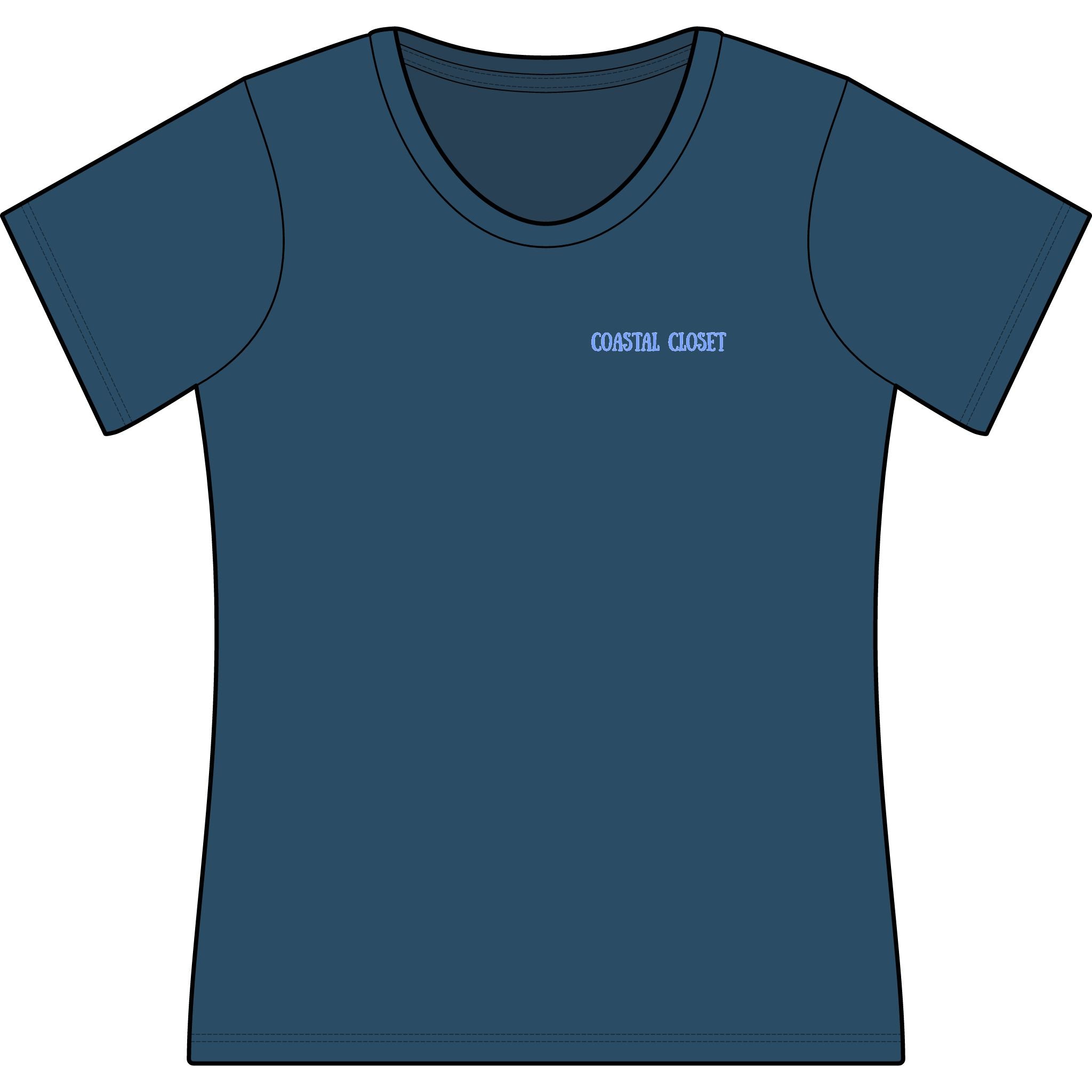 Coastal Crochet Women's Scoop Neck Tee — Minimal Beachy 'Coastal Crochet' Chest Logo