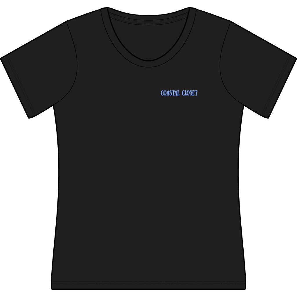 Coastal Crochet Women's Scoop Neck Tee — Minimal Beachy 'Coastal Crochet' Chest Logo