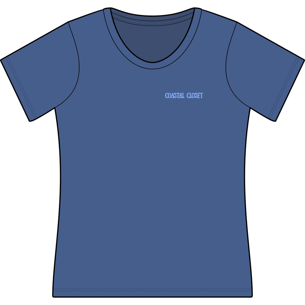 Coastal Crochet Women's Scoop Neck Tee — Minimal Beachy 'Coastal Crochet' Chest Logo