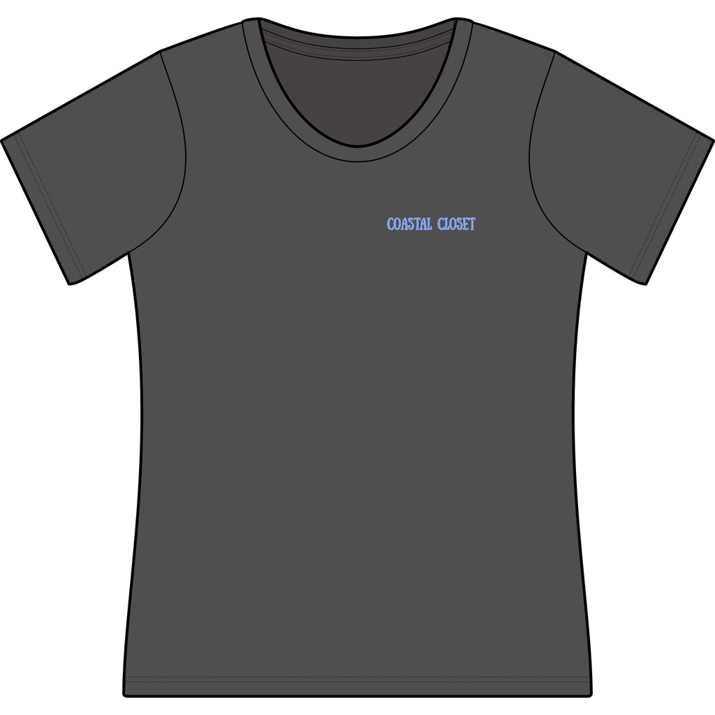 Coastal Crochet Women's Scoop Neck Tee — Minimal Beachy 'Coastal Crochet' Chest Logo