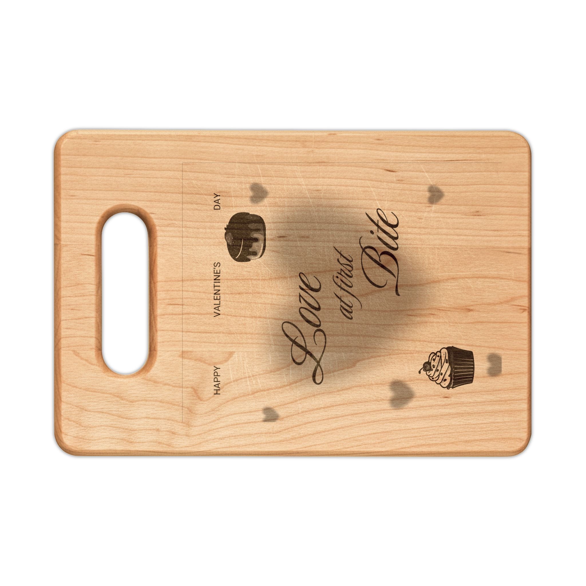 Engraved 'Love at First Bite' Wooden Cutting Board – Romantic Kitchen Gift