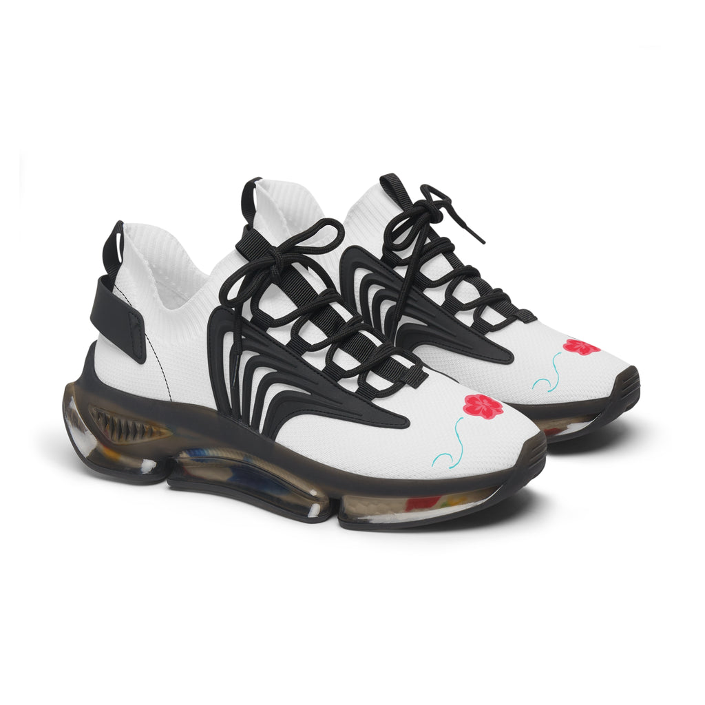 Women's Mesh Sneakers — Floral White Breathable Athletic Shoes