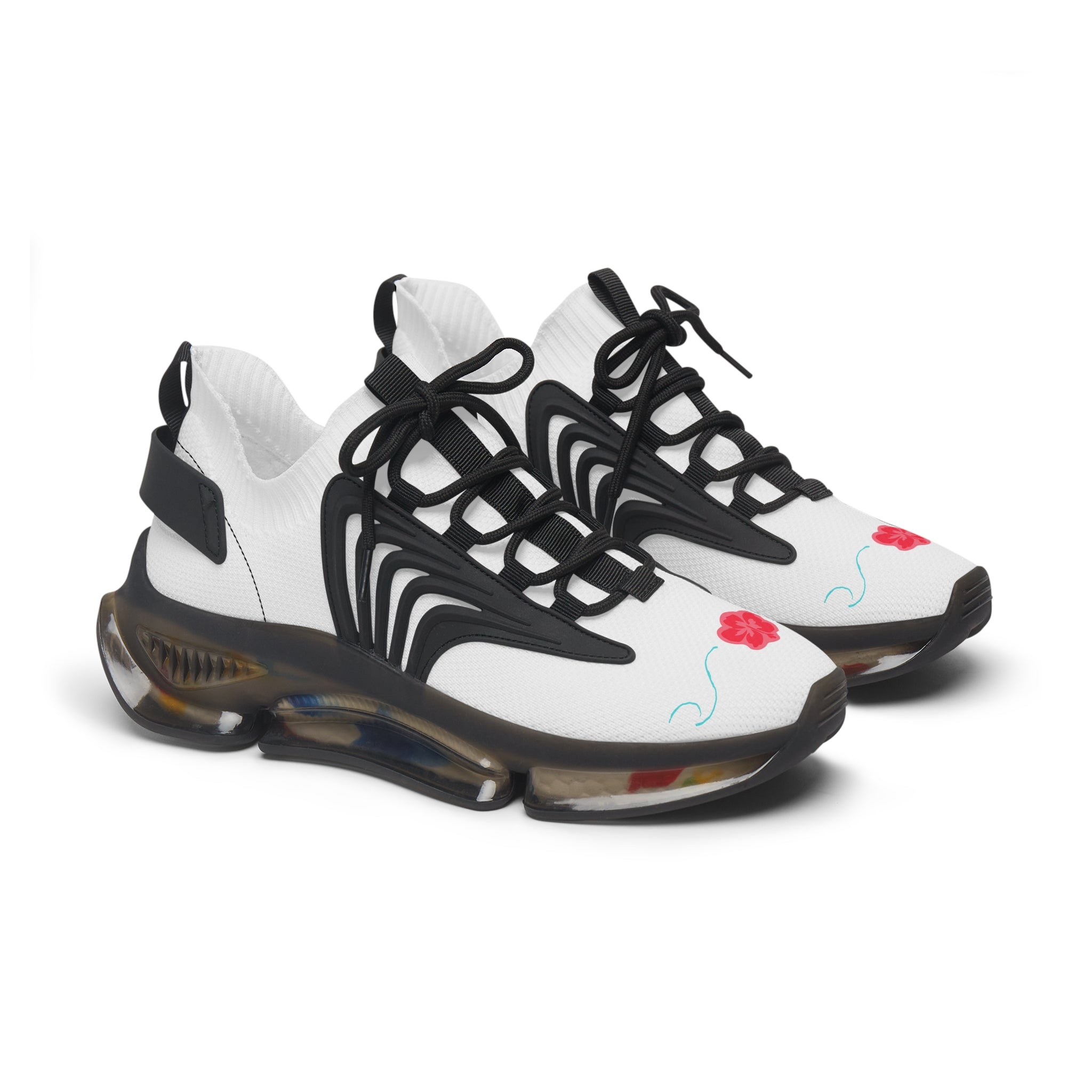 Women's Mesh Sneakers — Floral White Breathable Athletic Shoes