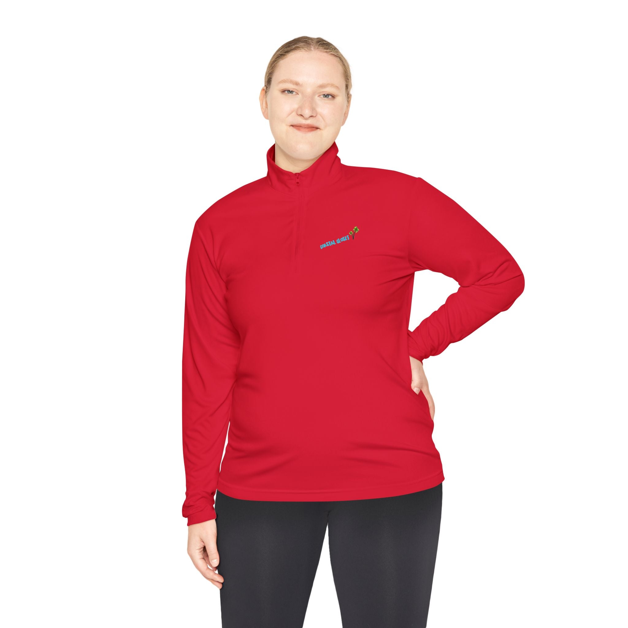 Quarter-Zip Pullover with 'Cousin Closet' Palm Tree Design
