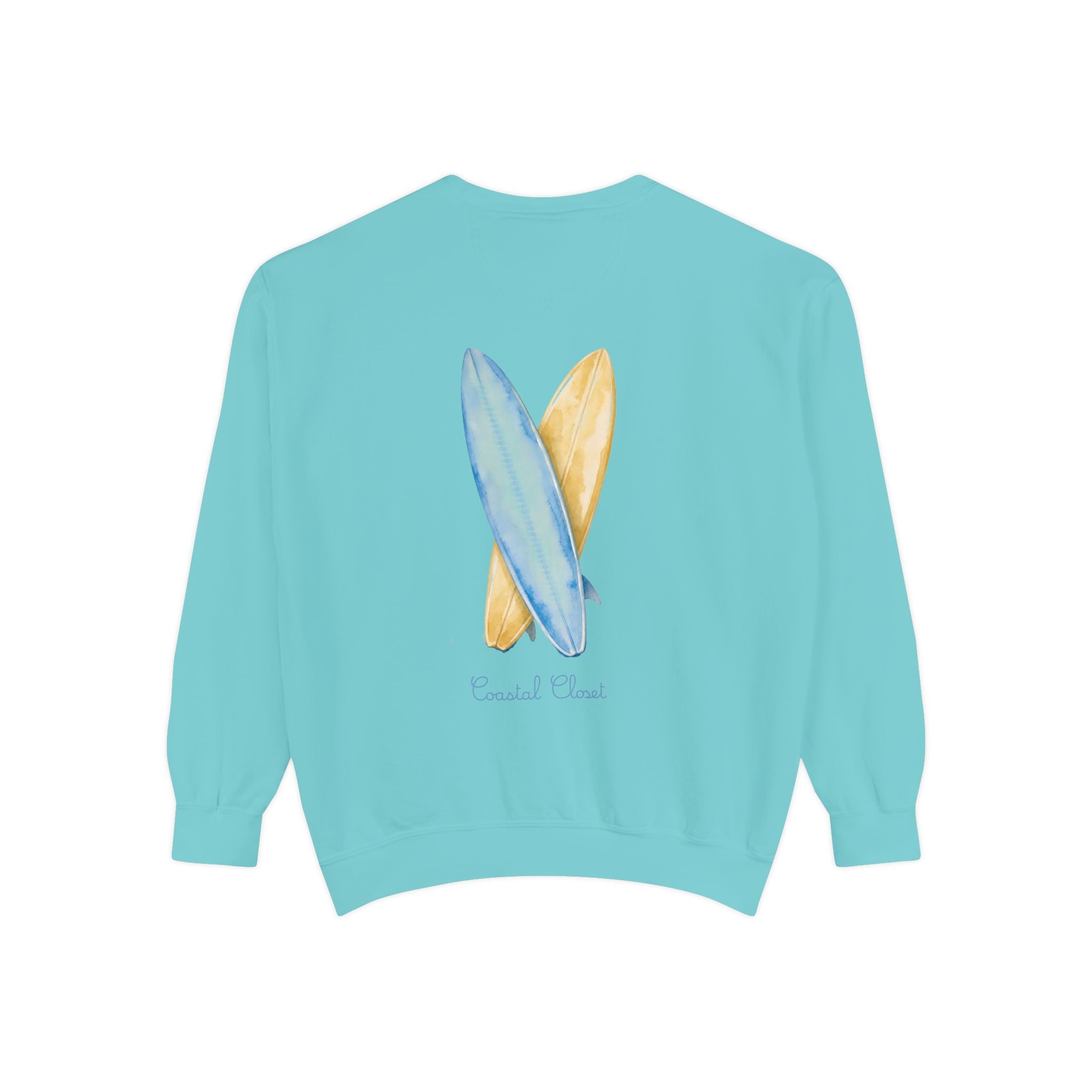 Surfboard Watercolor Sweatshirt — Coastal Vibes Crewneck