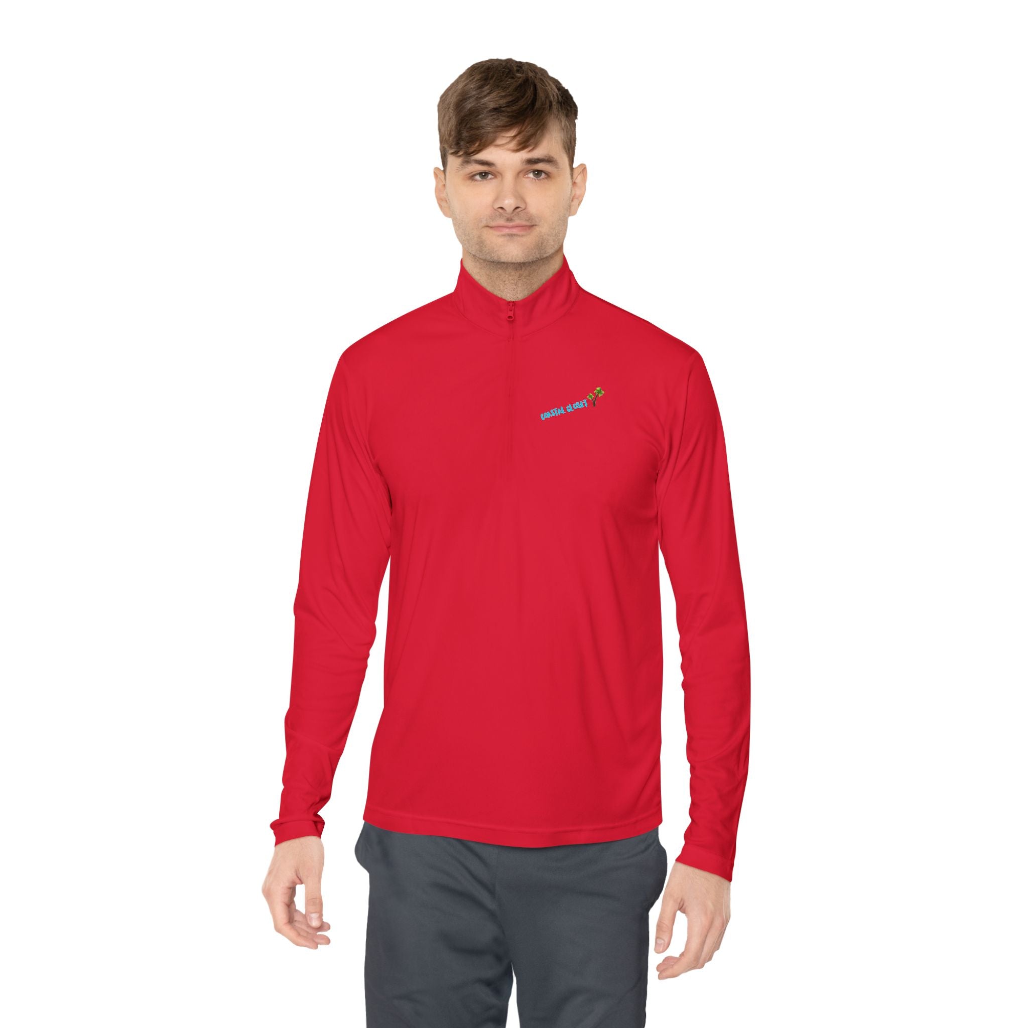 Quarter-Zip Pullover with 'Cousin Closet' Palm Tree Design