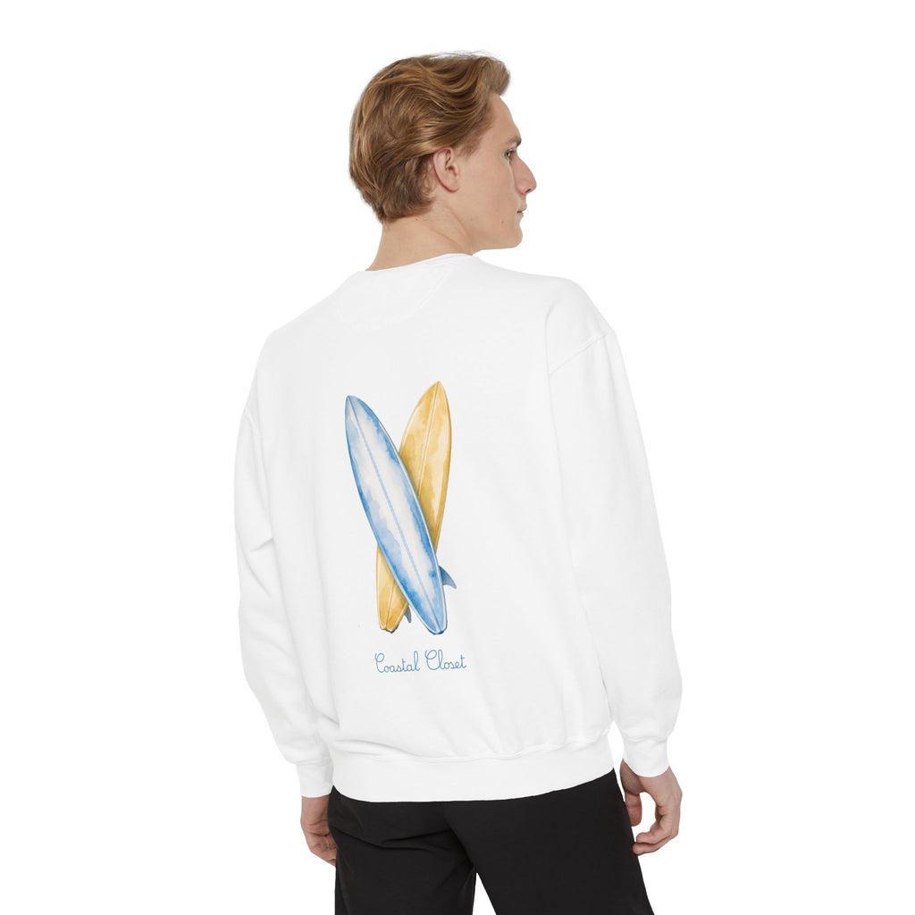 Surfboard Watercolor Sweatshirt — Coastal Vibes Crewneck