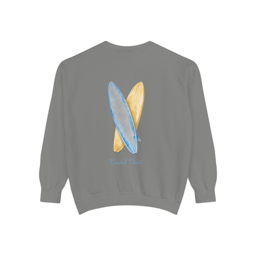 Surfboard Watercolor Sweatshirt — Coastal Vibes Crewneck