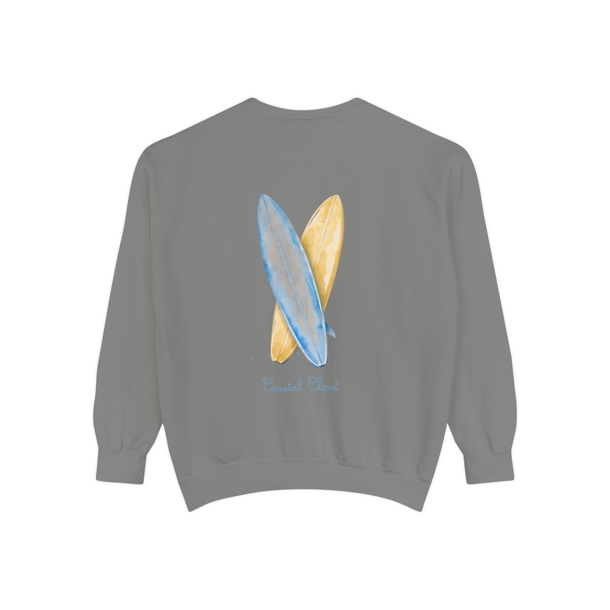 Surfboard Watercolor Sweatshirt — Coastal Vibes Crewneck