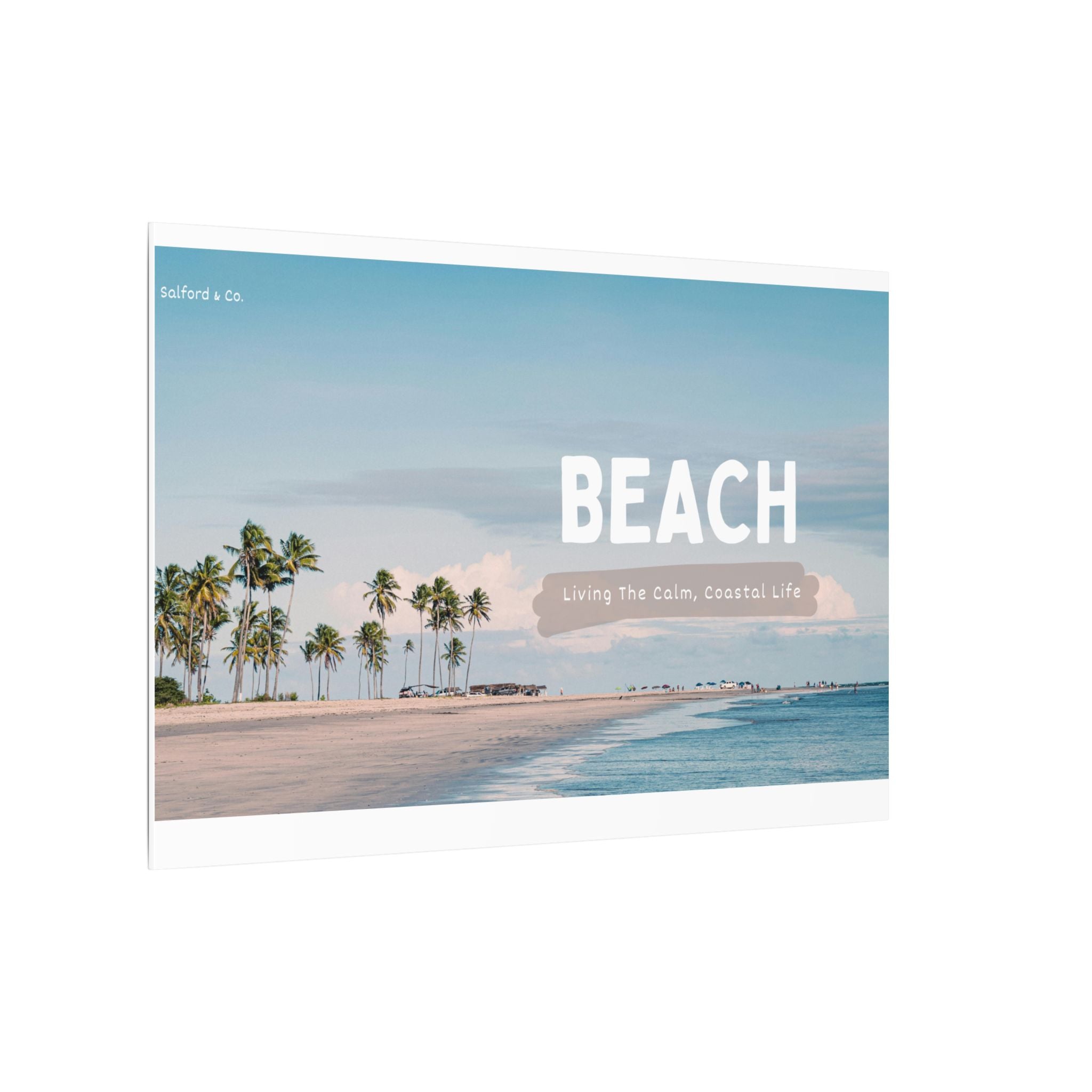 Beach Canvas Wall Art — "BEACH: Living The Calm, Coastal Life" Matte Stretched Print