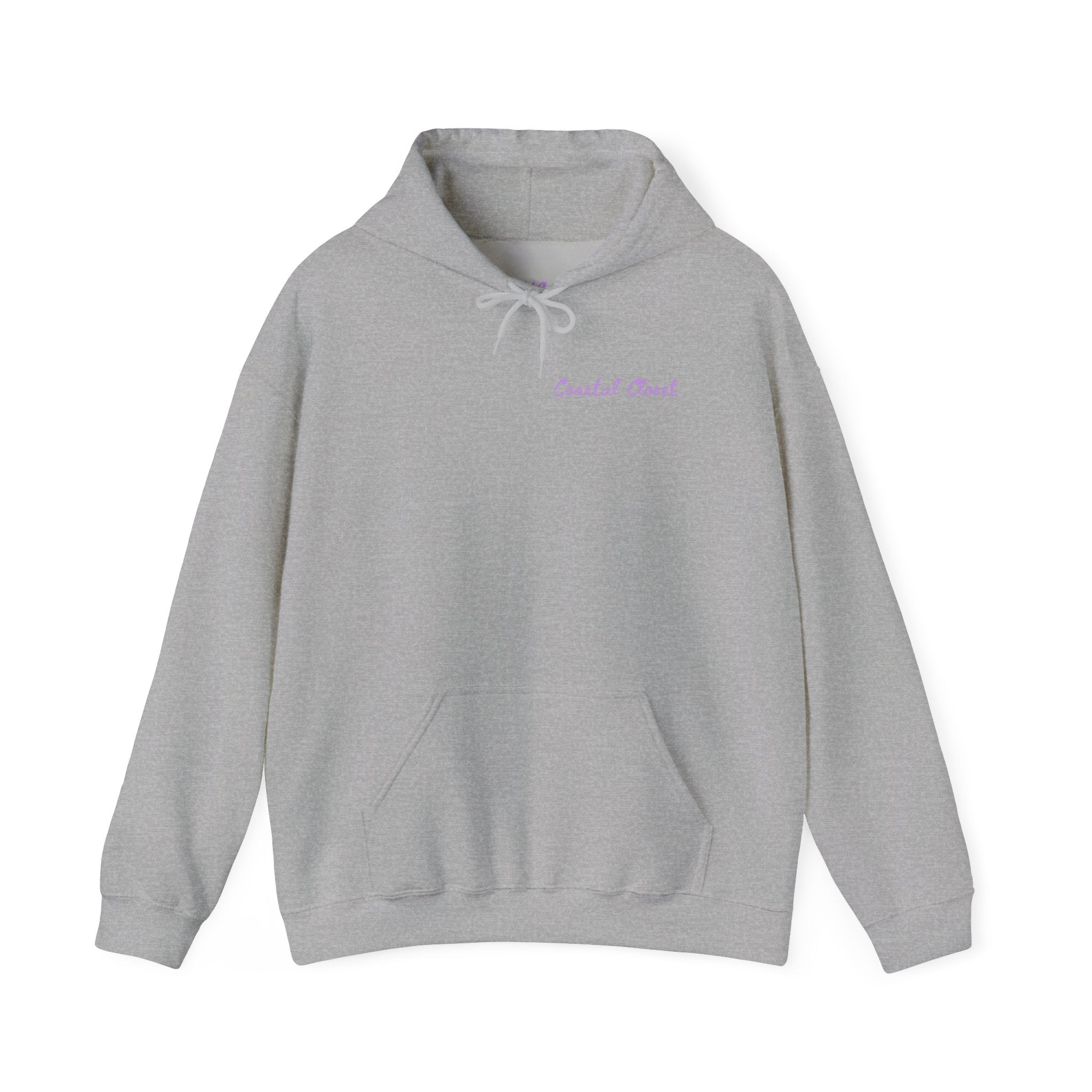 Seashell Sketch Hoodie — Coastal Vibes Graphic Hoodie ("Coastal Cloud" Chest Text)