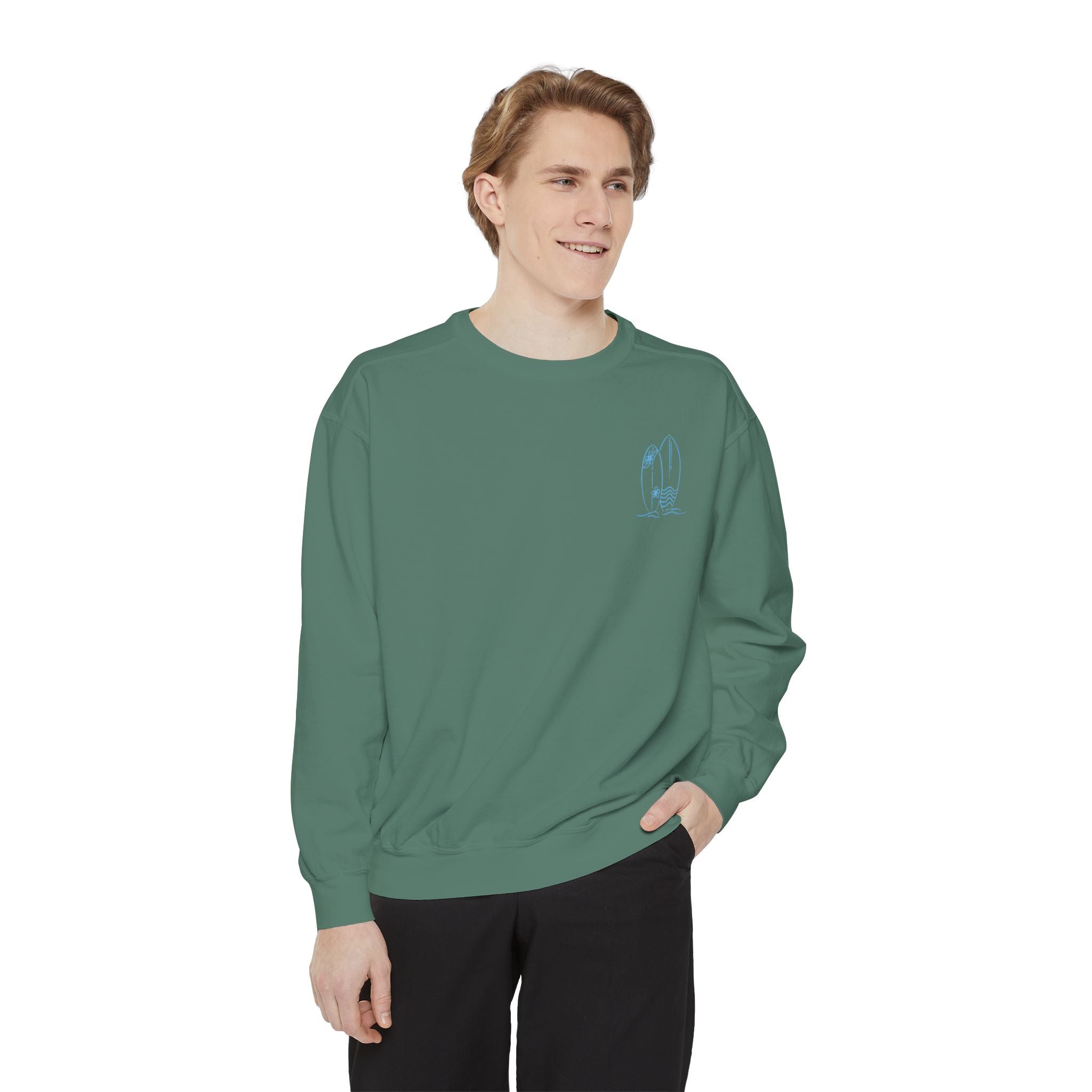 Surfboard Watercolor Sweatshirt — Coastal Vibes Crewneck