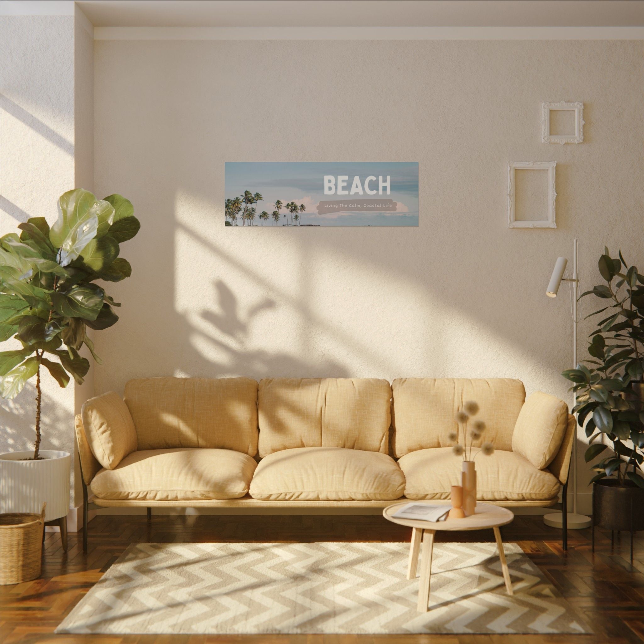 Beach Canvas Wall Art — "BEACH: Living The Calm, Coastal Life" Matte Stretched Print
