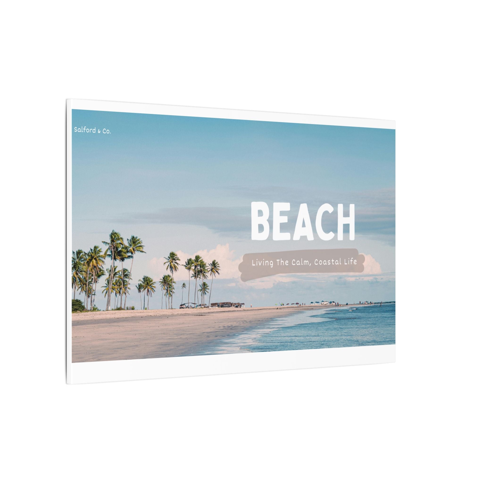 Beach Canvas Wall Art — "BEACH: Living The Calm, Coastal Life" Matte Stretched Print