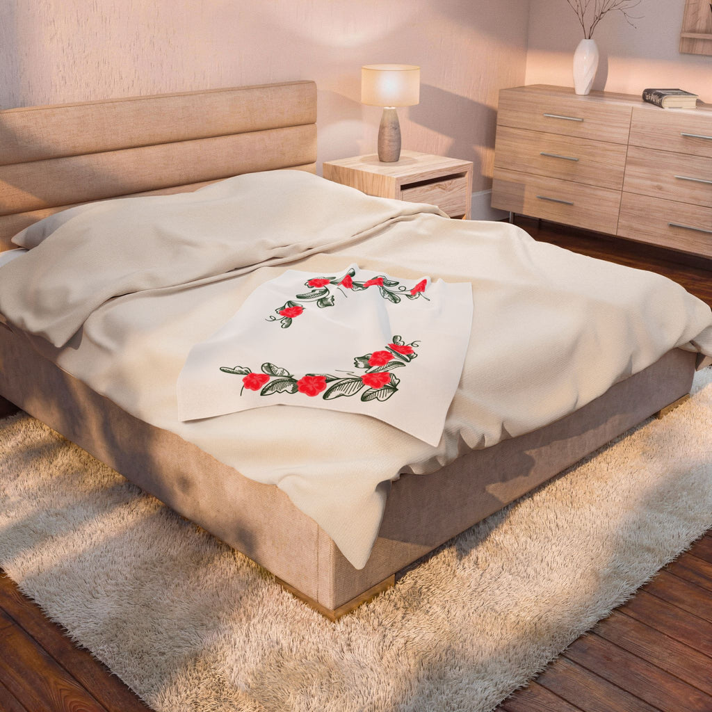 Floral Corner Velveteen Plush Blanket