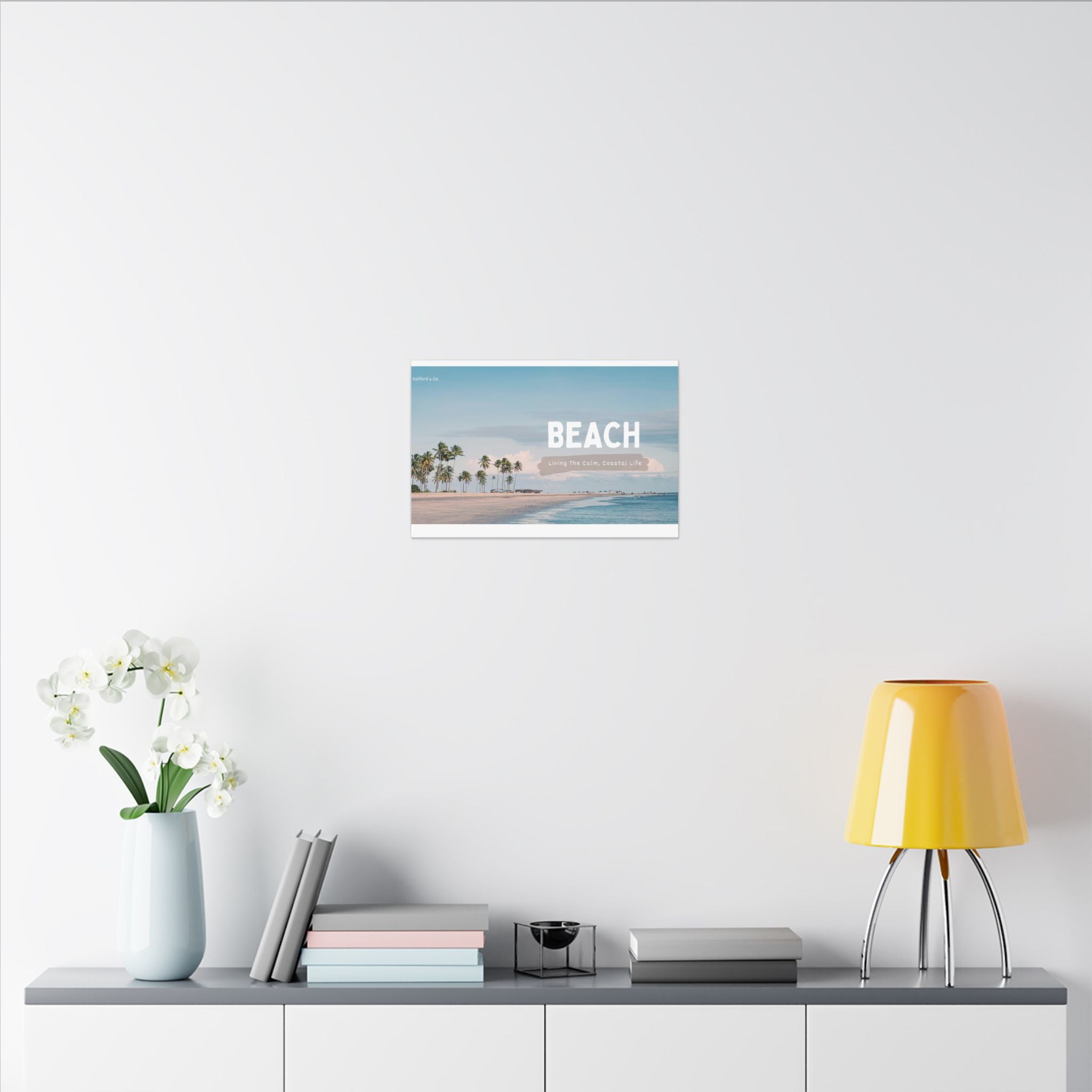 Beach Canvas Wall Art — "BEACH: Living The Calm, Coastal Life" Matte Stretched Print
