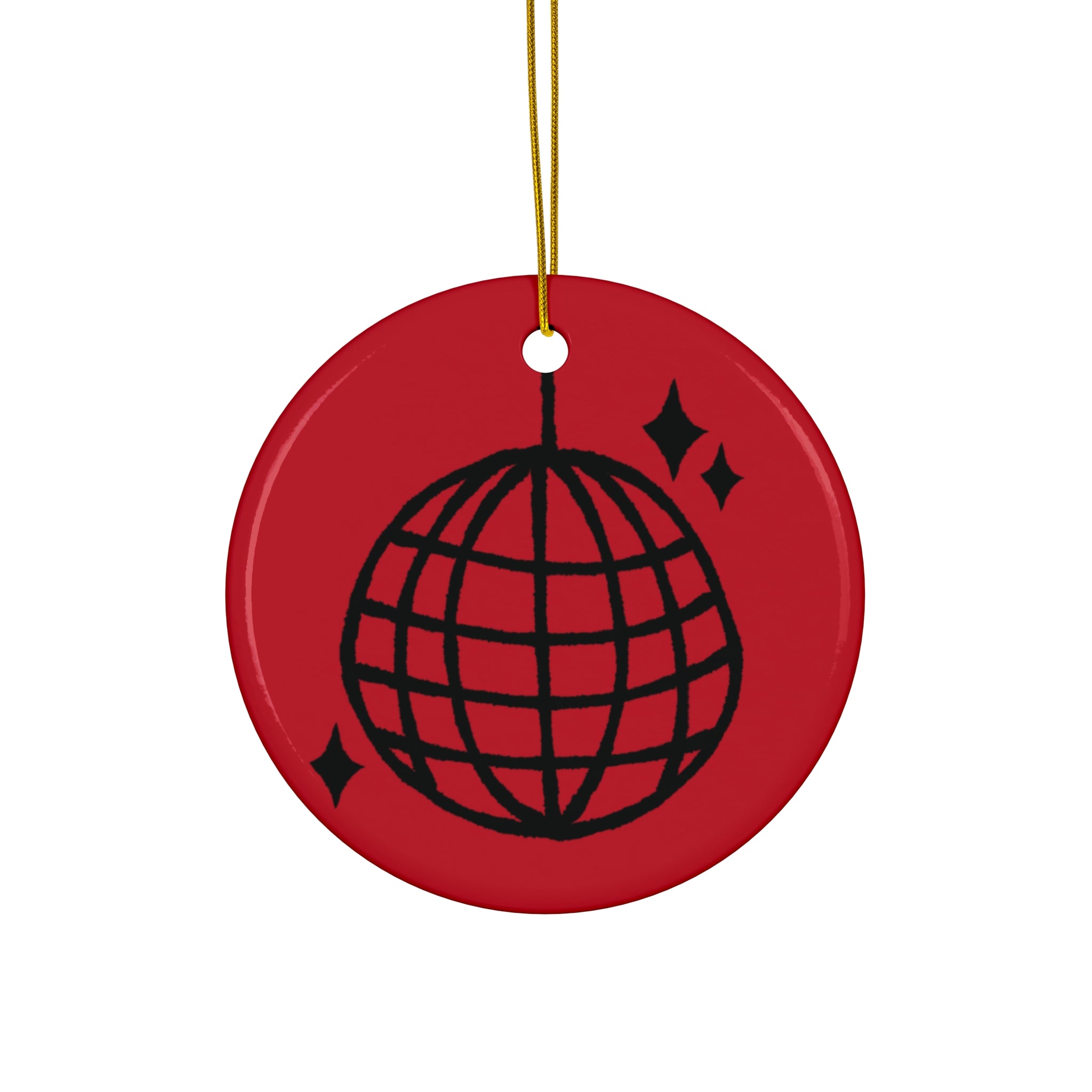 Black Globe Ornament star ceramic | Red Christmas tree decoration