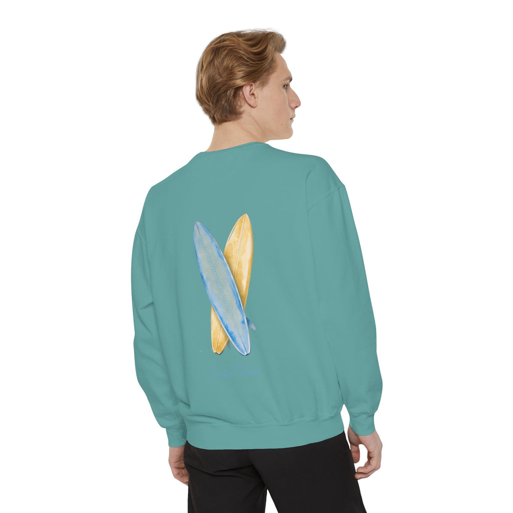 Surfboard Watercolor Sweatshirt — Coastal Vibes Crewneck