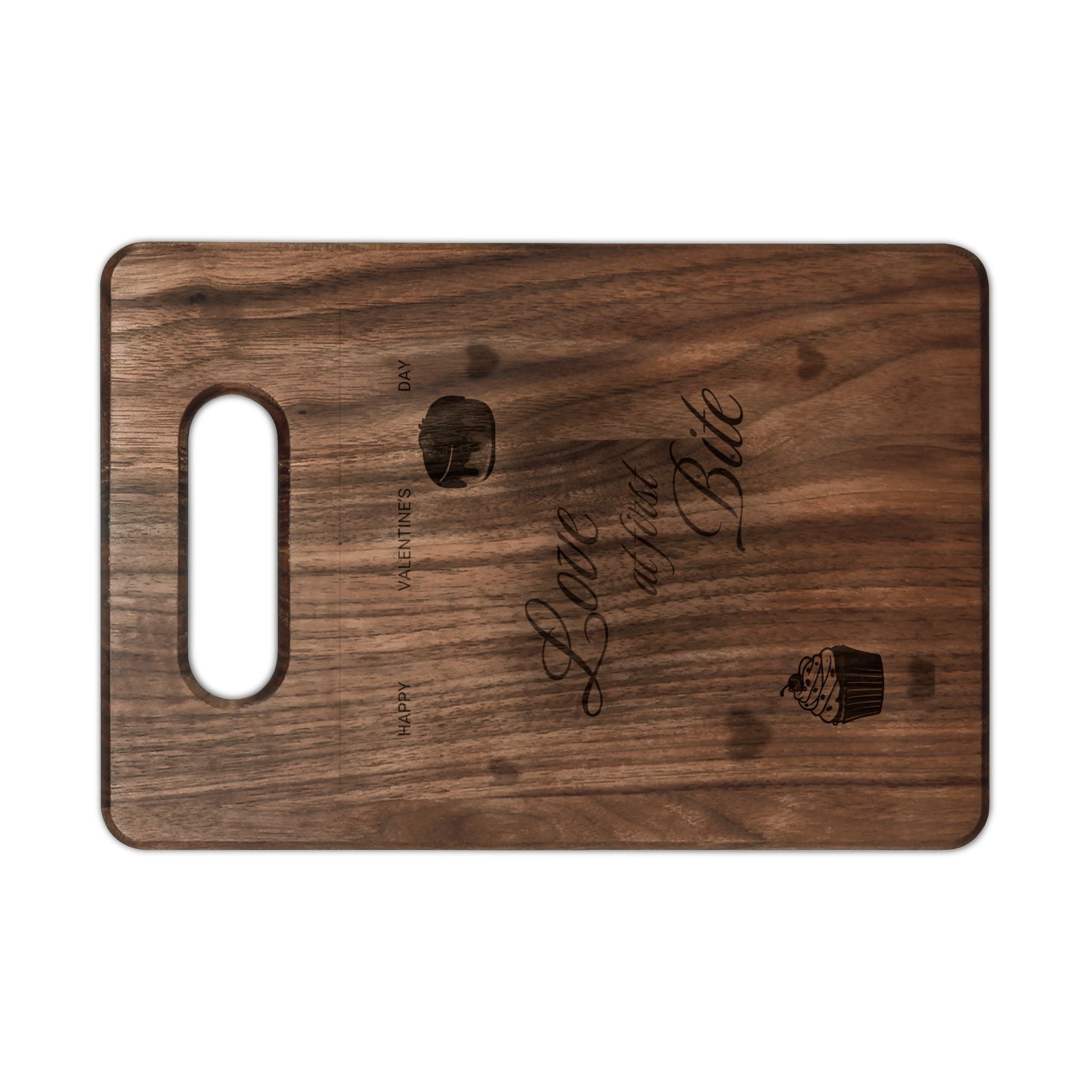 Engraved 'Love at First Bite' Wooden Cutting Board – Romantic Kitchen Gift