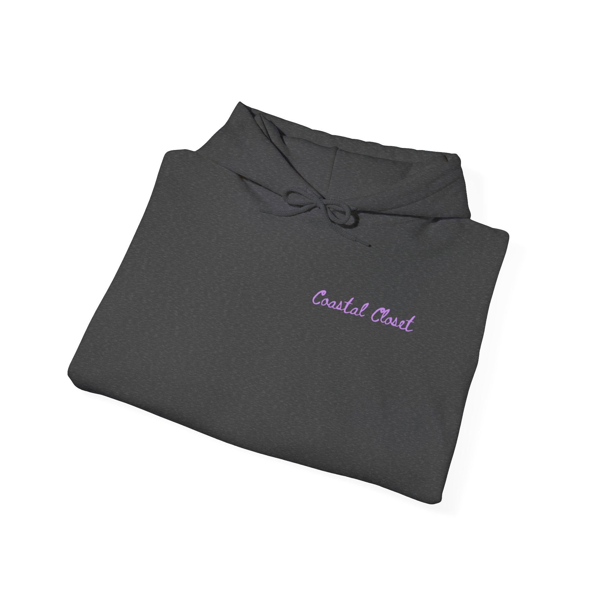 Seashell Sketch Hoodie — Coastal Vibes Graphic Hoodie ("Coastal Cloud" Chest Text)
