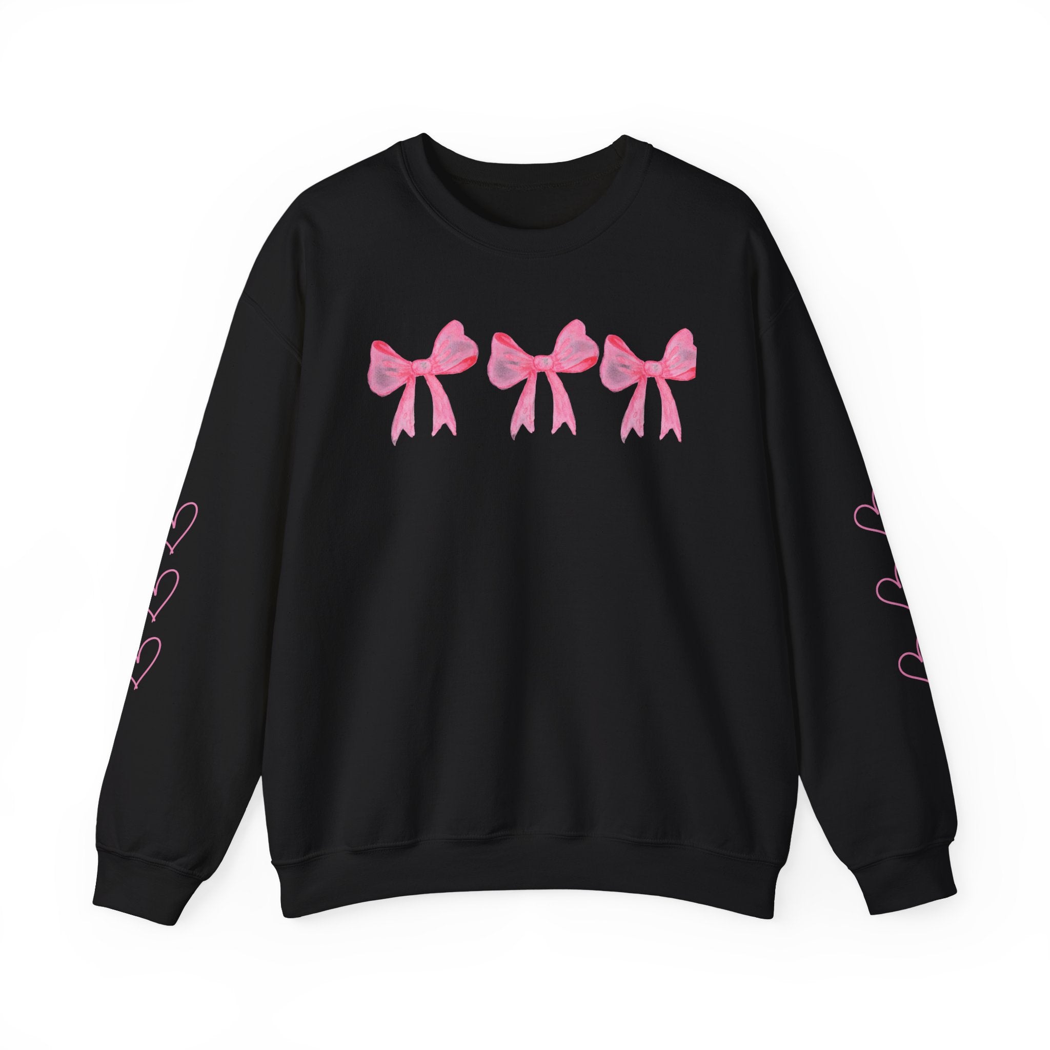 Crewneck Sweatshirt — Pink Bows "Crafted With Love" Cozy Pullover