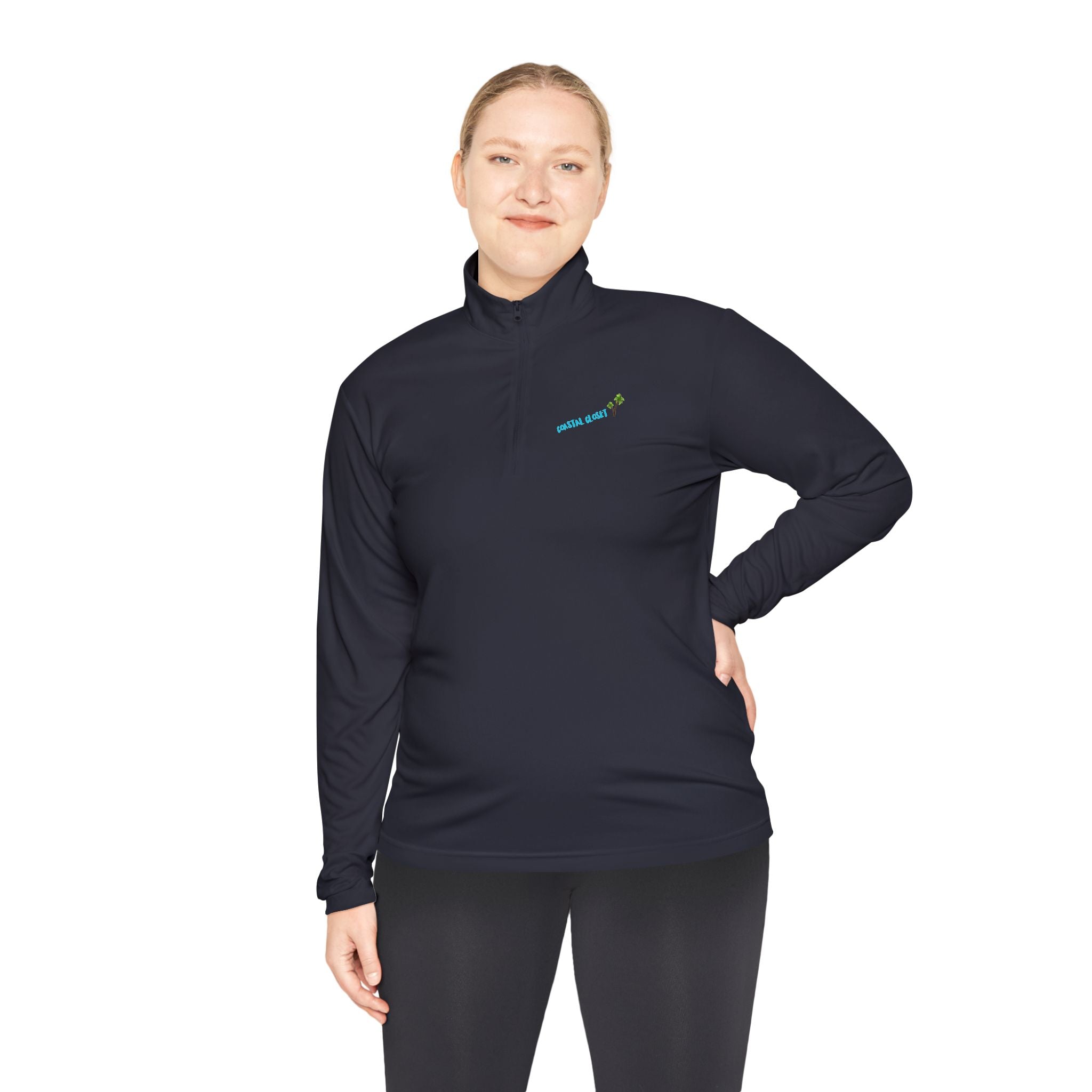 Quarter-Zip Pullover with 'Cousin Closet' Palm Tree Design