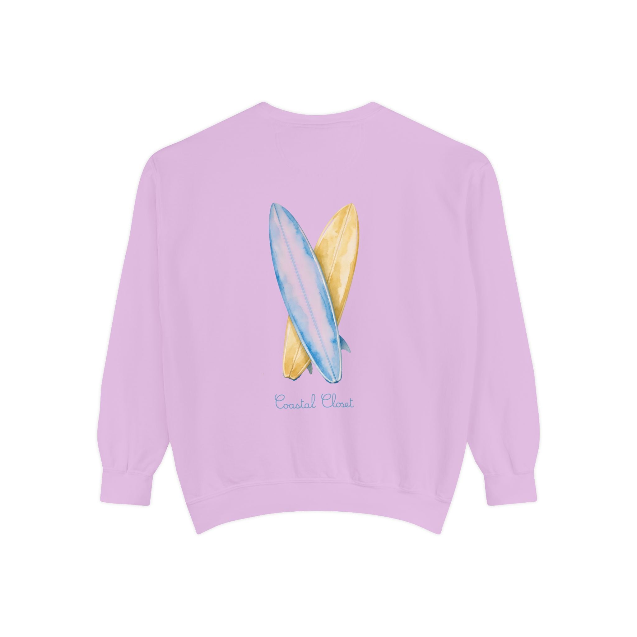 Surfboard Watercolor Sweatshirt — Coastal Vibes Crewneck