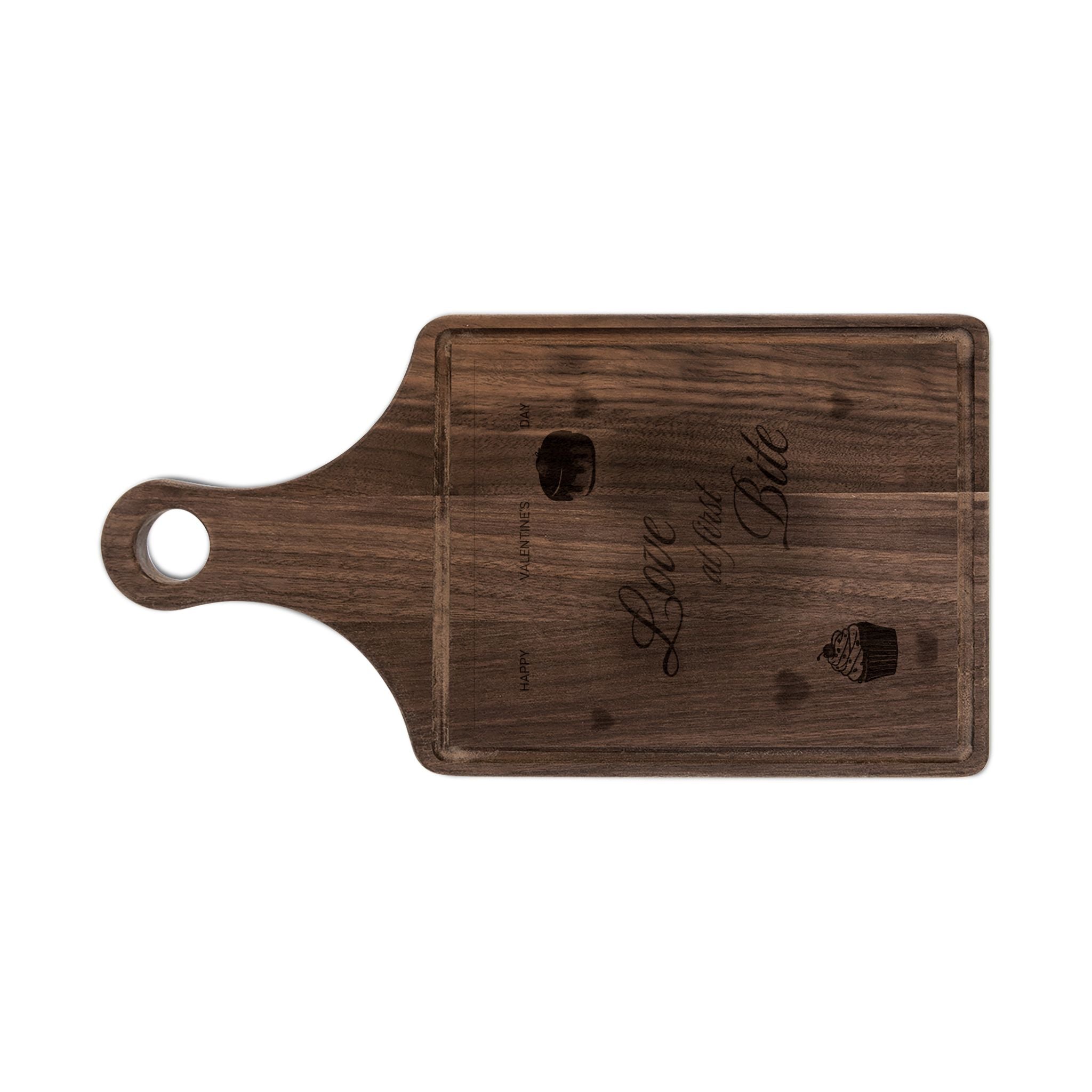 Engraved 'Love at First Bite' Wooden Cutting Board – Romantic Kitchen Gift