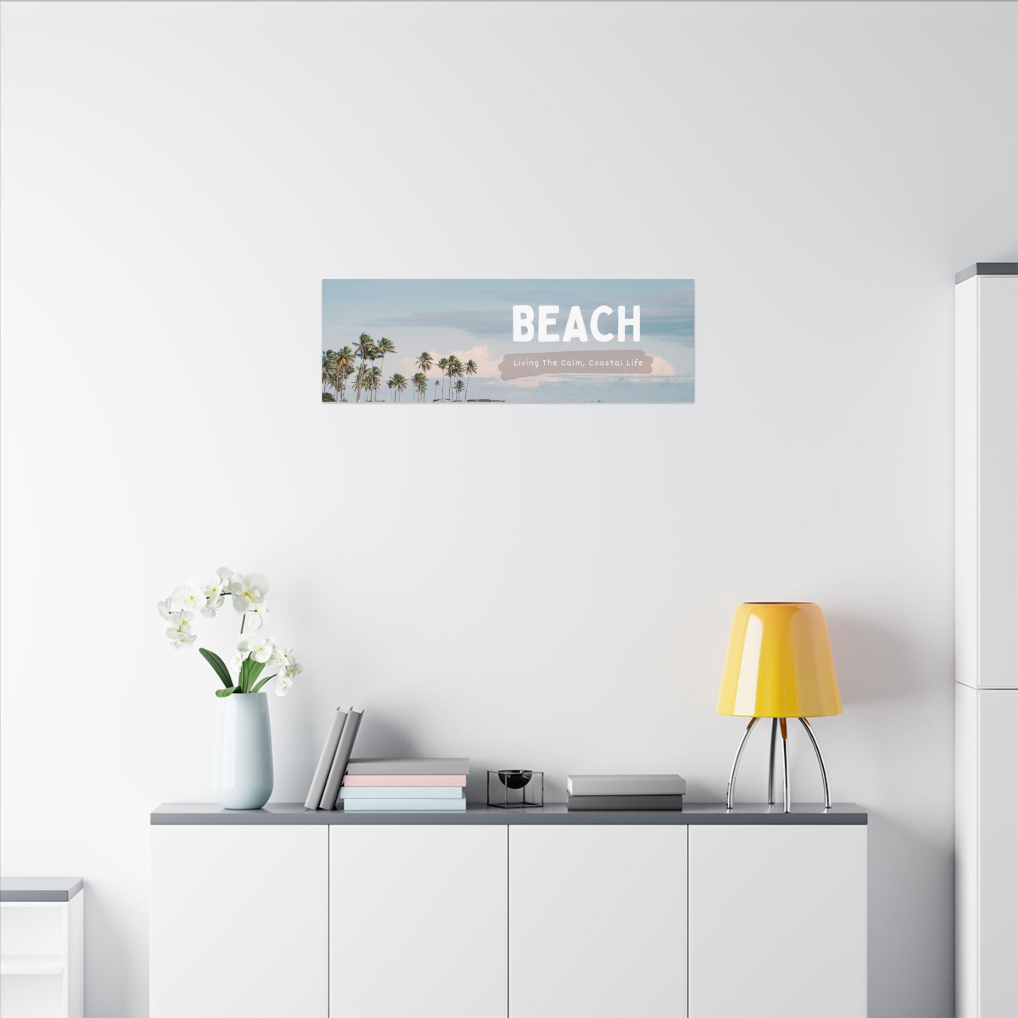 Beach Canvas Wall Art — "BEACH: Living The Calm, Coastal Life" Matte Stretched Print