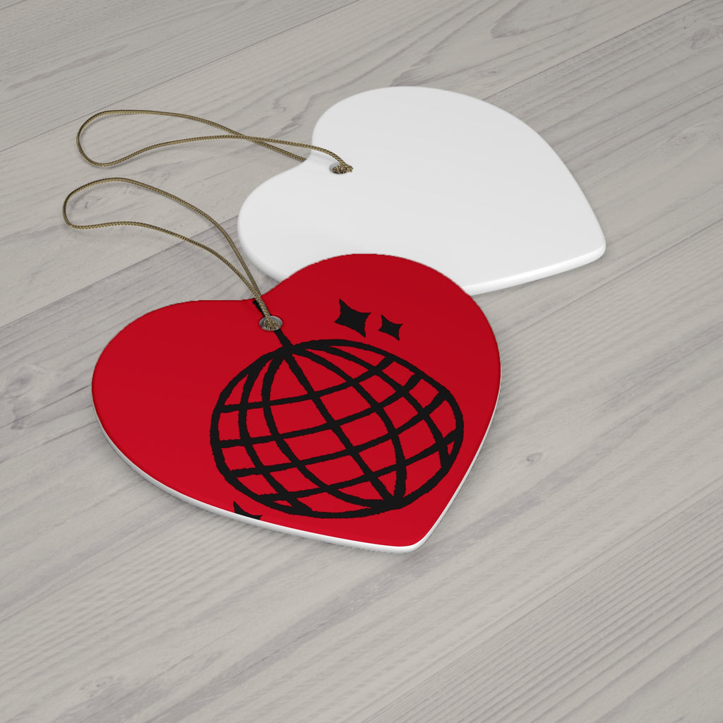 Black Globe Ornament star ceramic | Red Christmas tree decoration