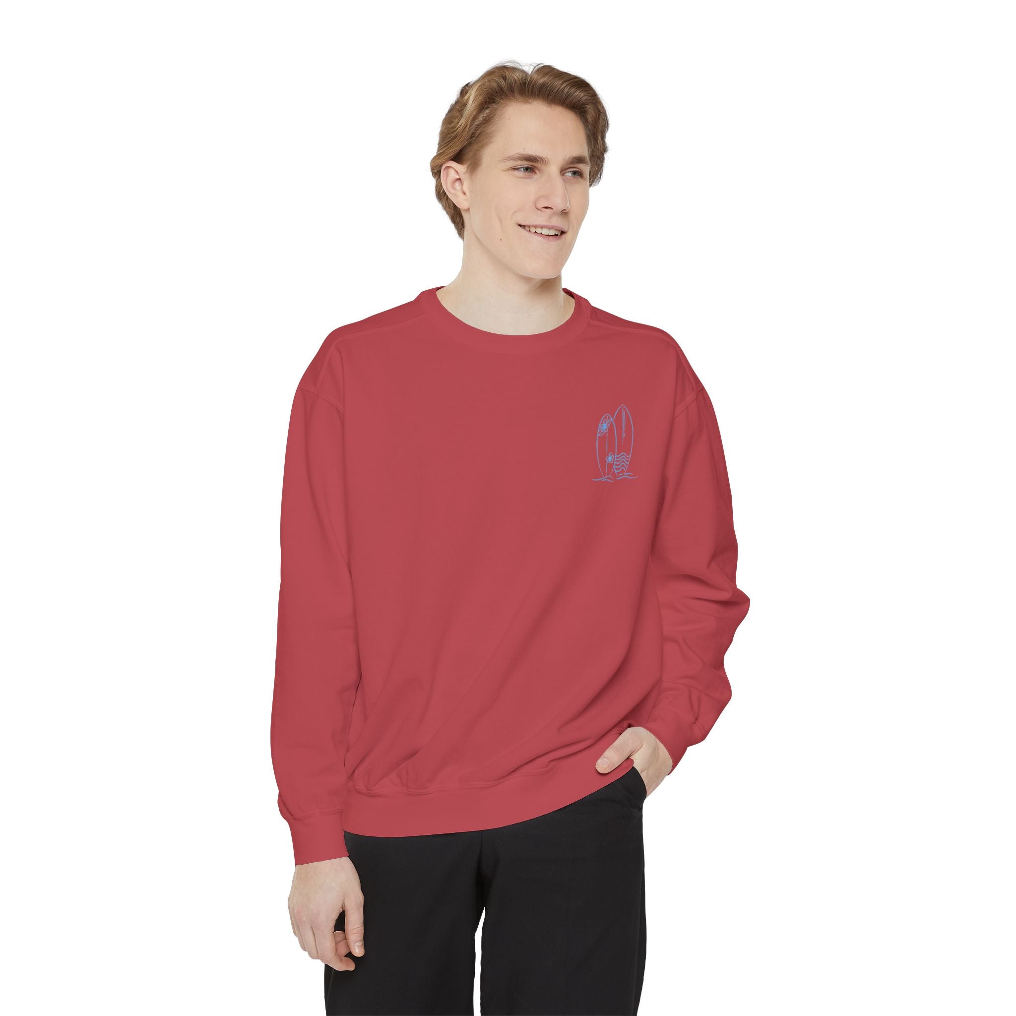 Surfboard Watercolor Sweatshirt — Coastal Vibes Crewneck