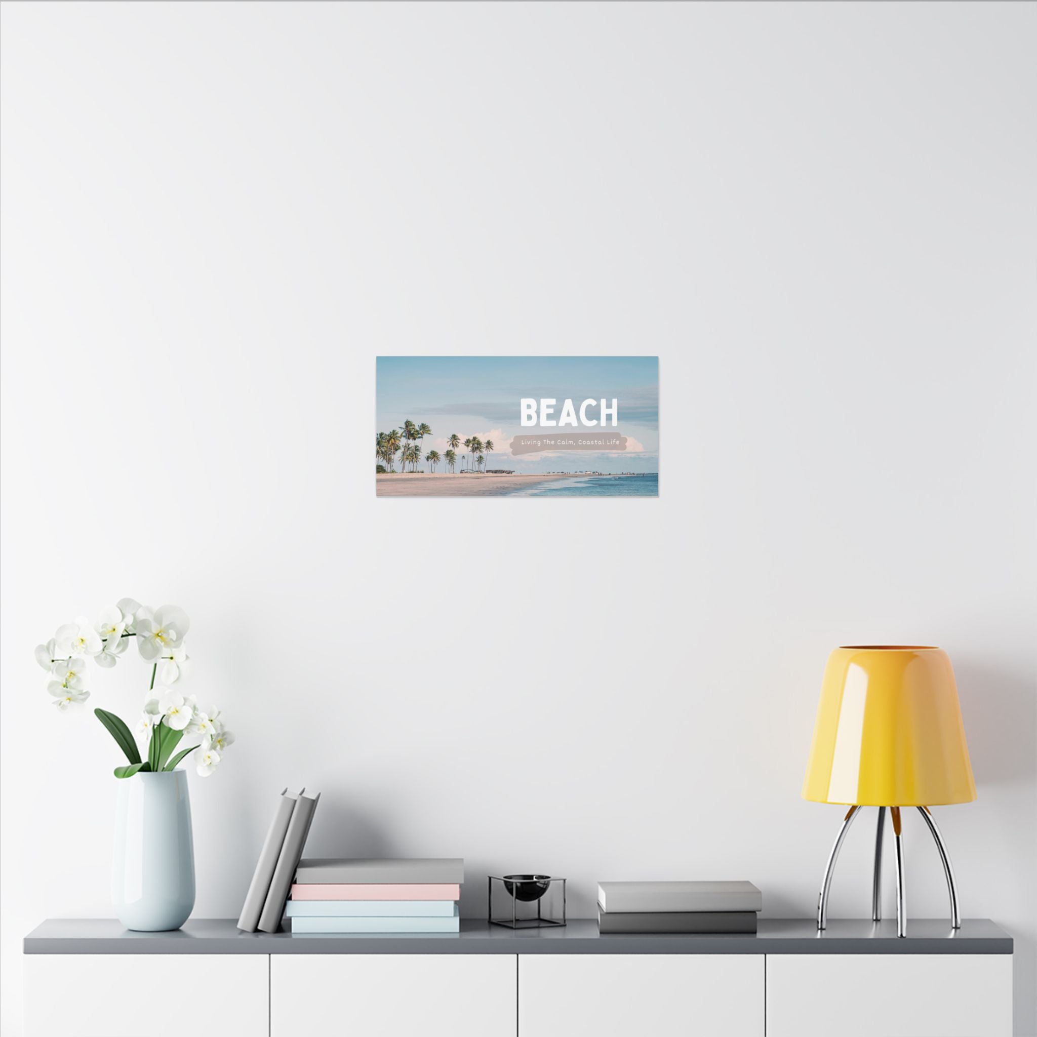 Beach Canvas Wall Art — "BEACH: Living The Calm, Coastal Life" Matte Stretched Print