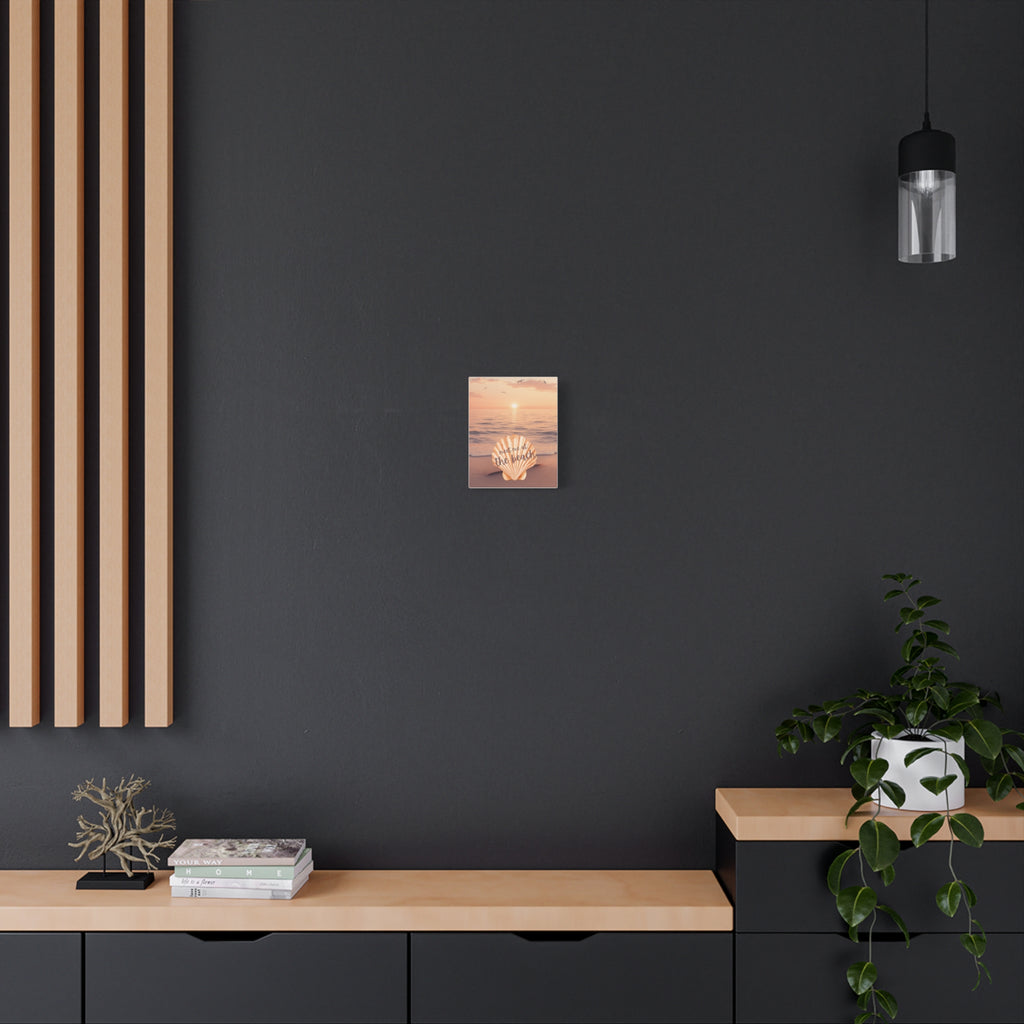 Beach Sunset Canvas Print — "Meet Me at the Beach" Seashell Wall Art