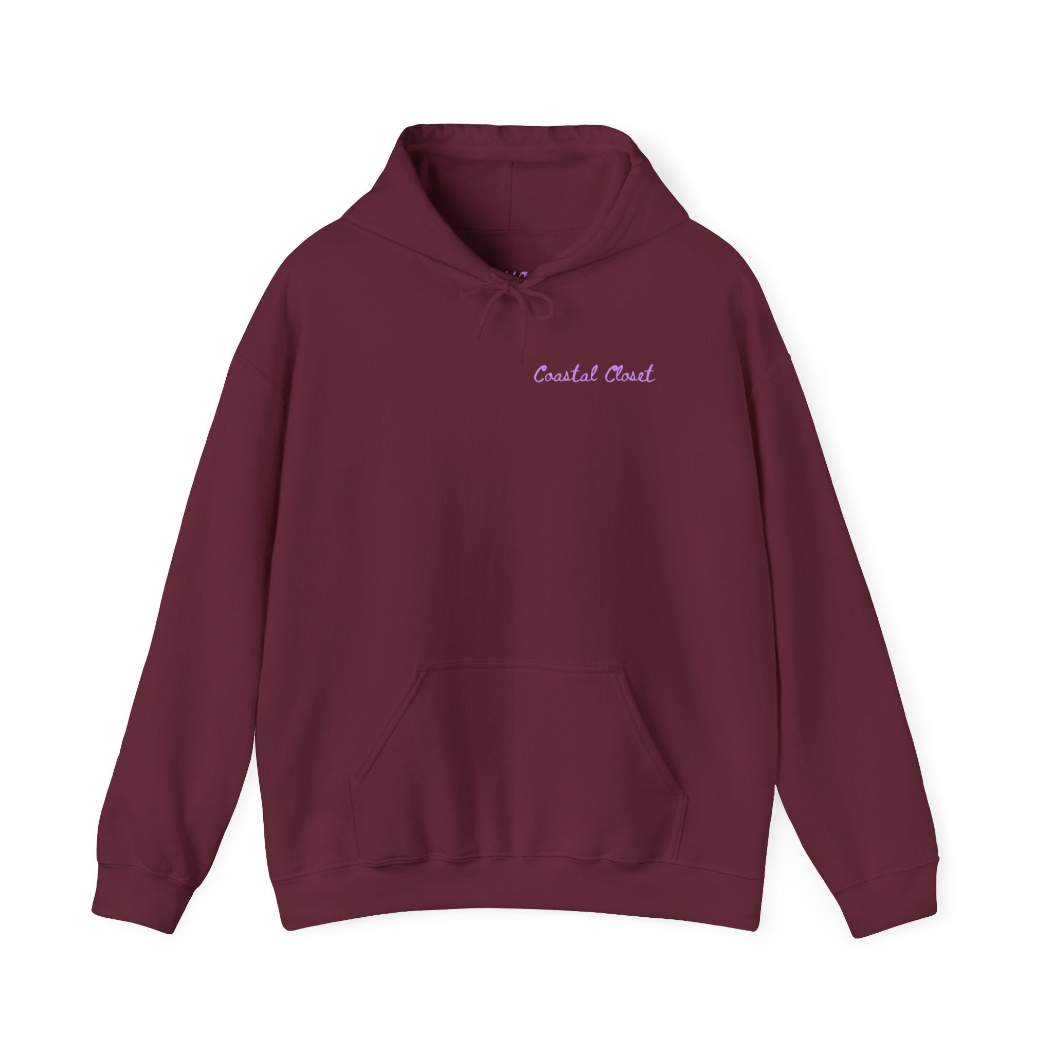 Seashell Sketch Hoodie — Coastal Vibes Graphic Hoodie ("Coastal Cloud" Chest Text)