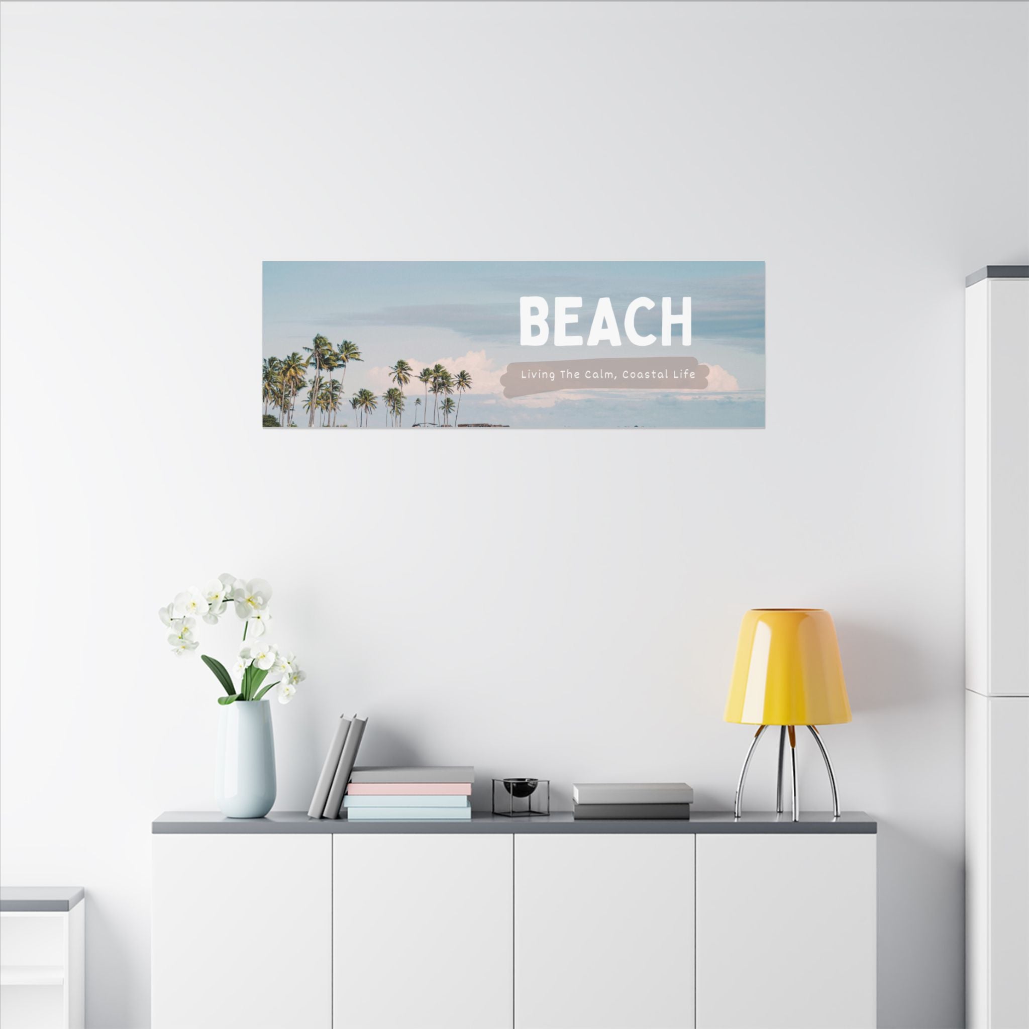Beach Canvas Wall Art — "BEACH: Living The Calm, Coastal Life" Matte Stretched Print