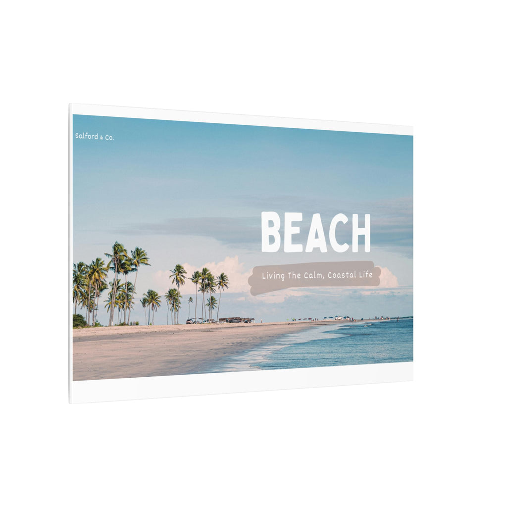 Beach Canvas Wall Art — "BEACH: Living The Calm, Coastal Life" Matte Stretched Print