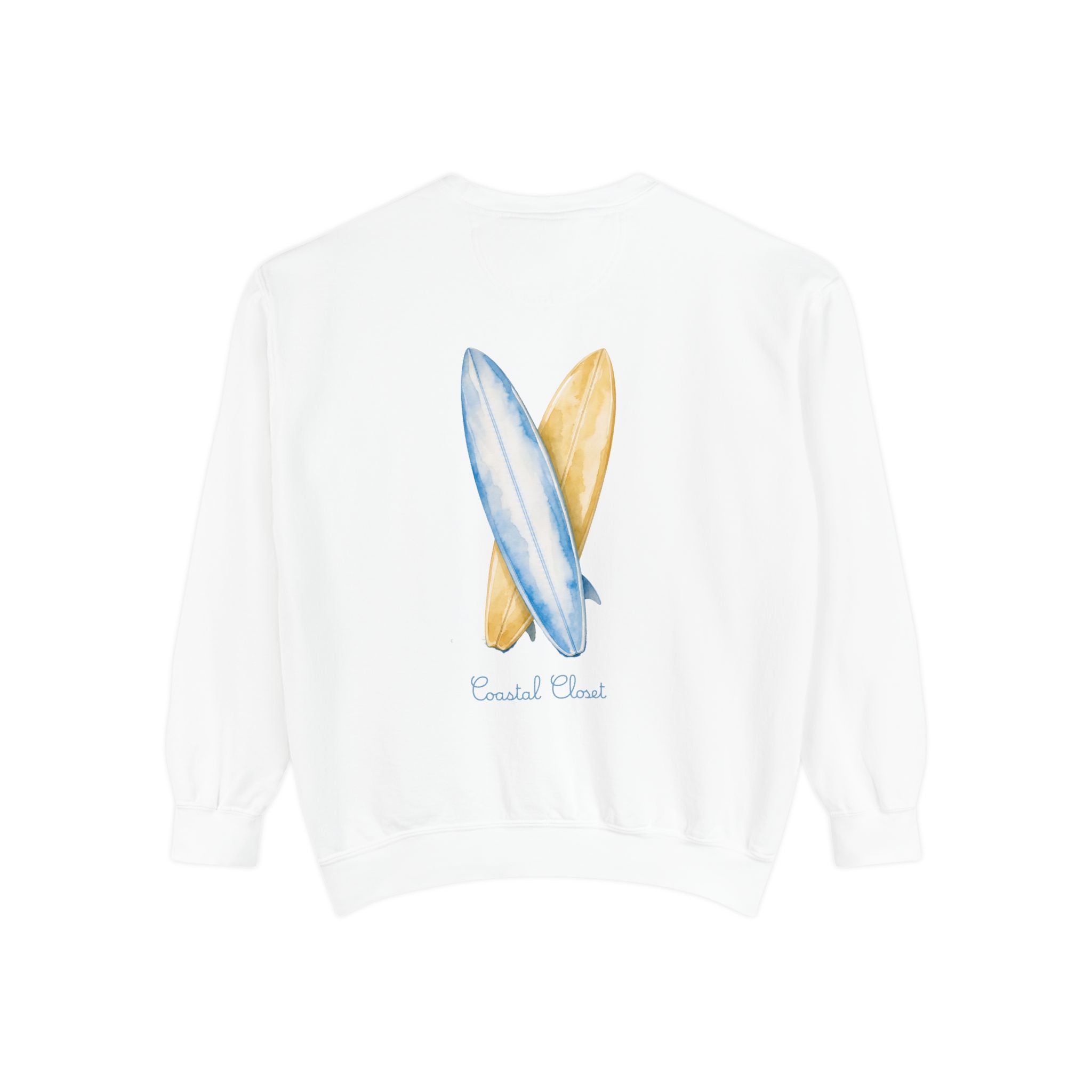 Surfboard Watercolor Sweatshirt — Coastal Vibes Crewneck