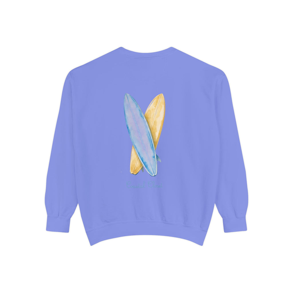 Surfboard Watercolor Sweatshirt — Coastal Vibes Crewneck