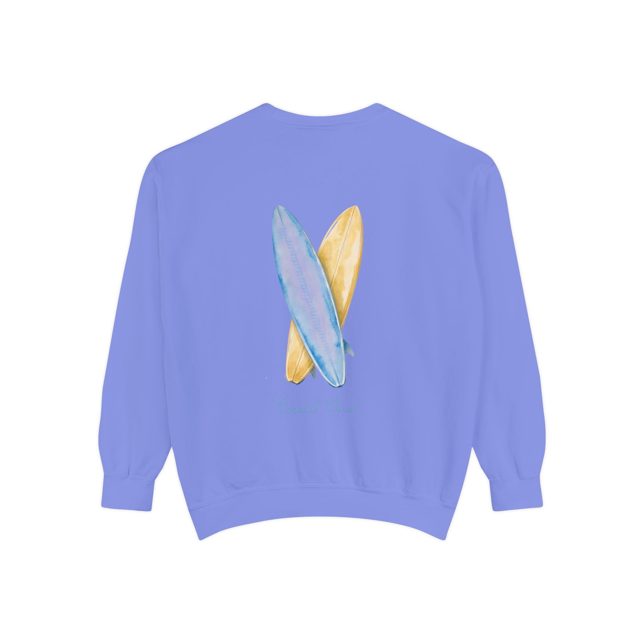 Surfboard Watercolor Sweatshirt — Coastal Vibes Crewneck