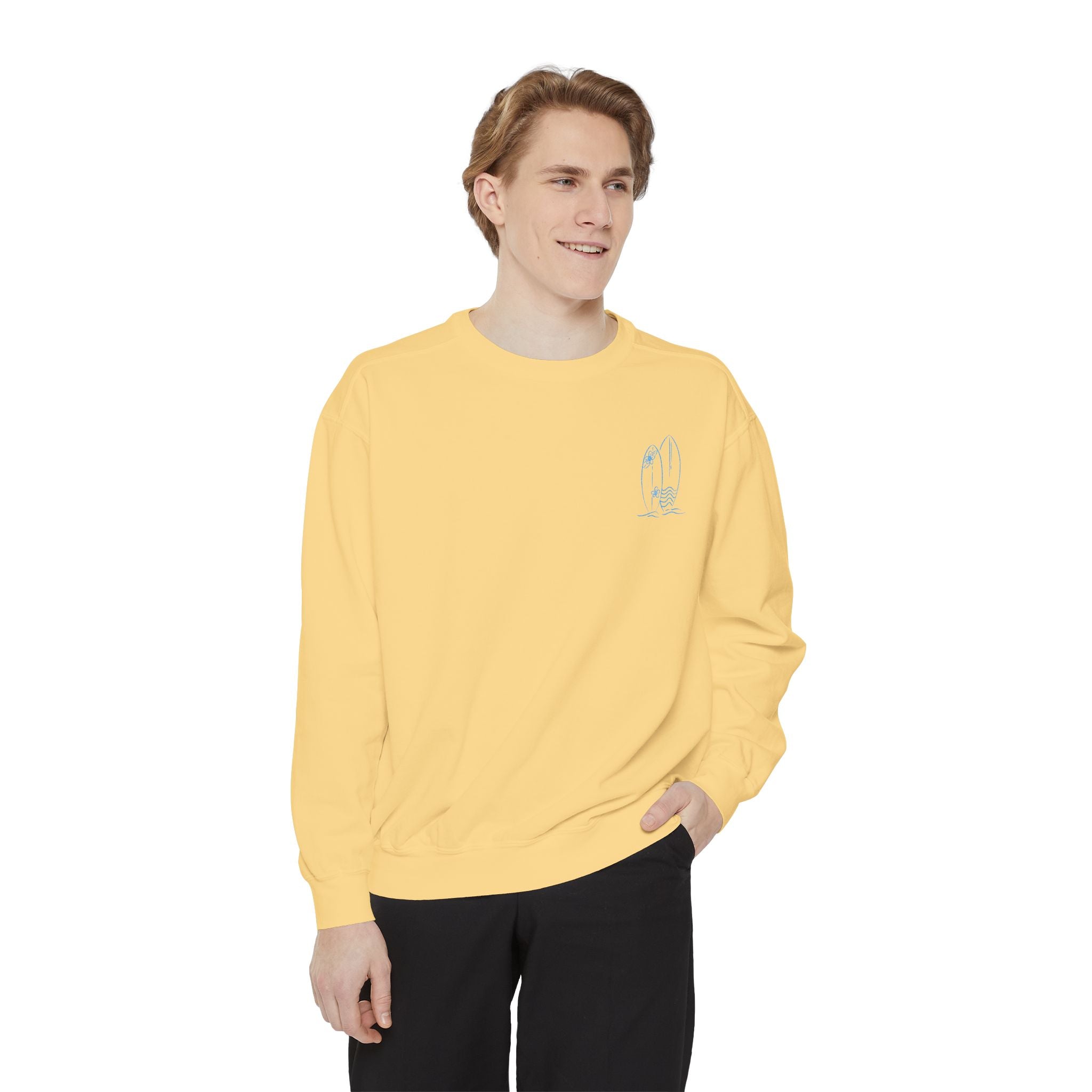 Surfboard Watercolor Sweatshirt — Coastal Vibes Crewneck