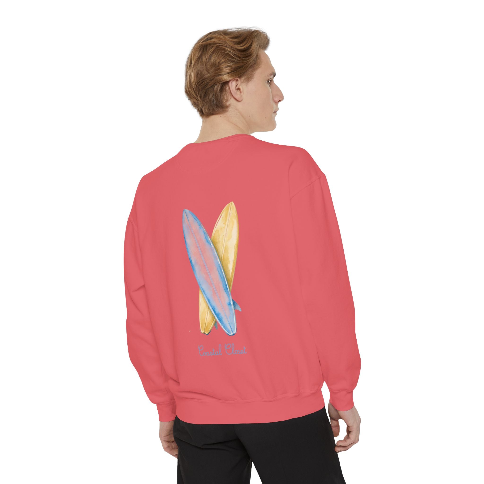 Surfboard Watercolor Sweatshirt — Coastal Vibes Crewneck