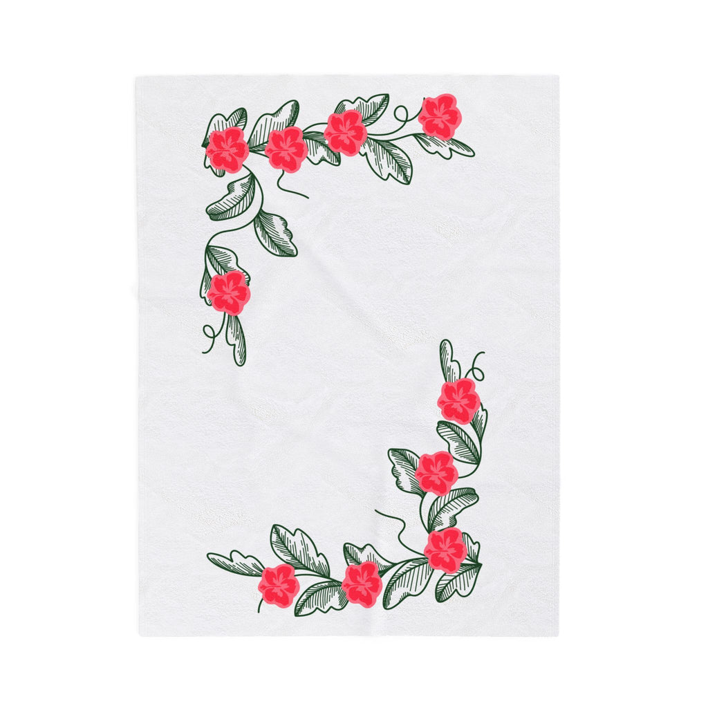 Floral Corner Velveteen Plush Blanket